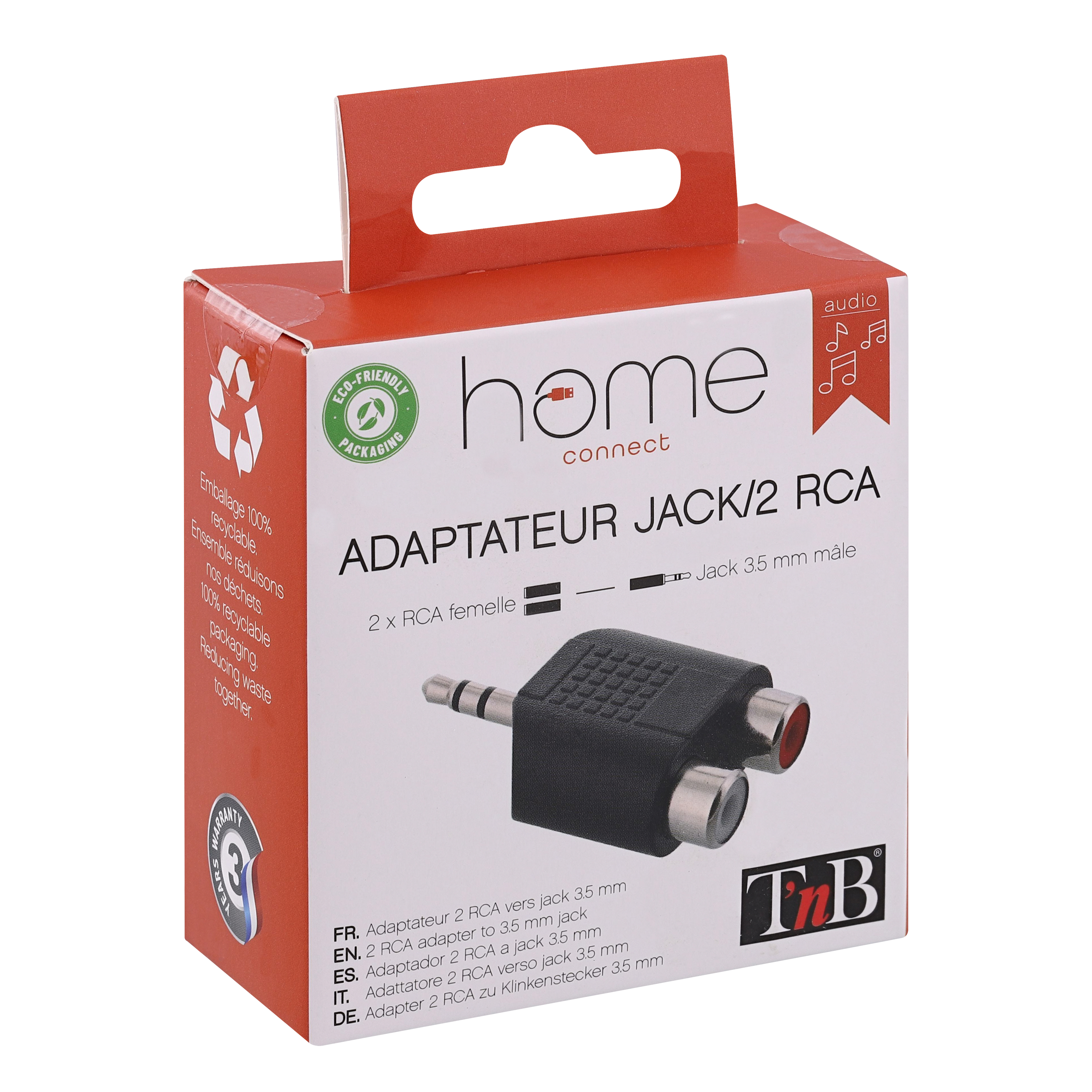 Adaptateur jack 3,5 mm mâle / 2 RCA femelle3