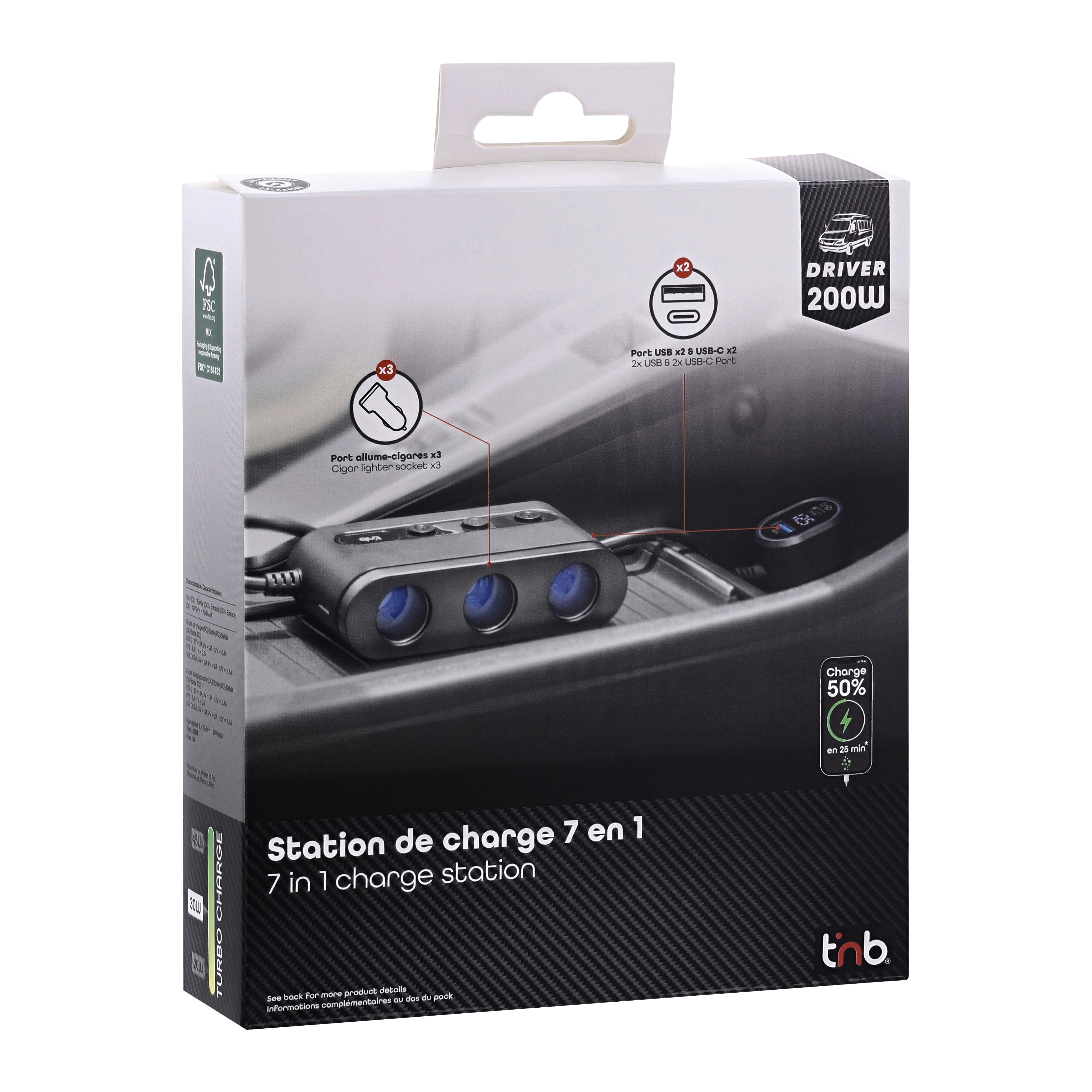 Cargador de mechero 2xUSB-A XW + 1xUSB-C 30W + 1xUSB-C 65W + 3 tomas de mechero8