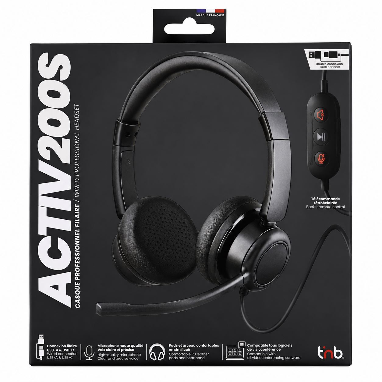 Casque professionnel filaire USB-A & USB-C - ACTIV200S5