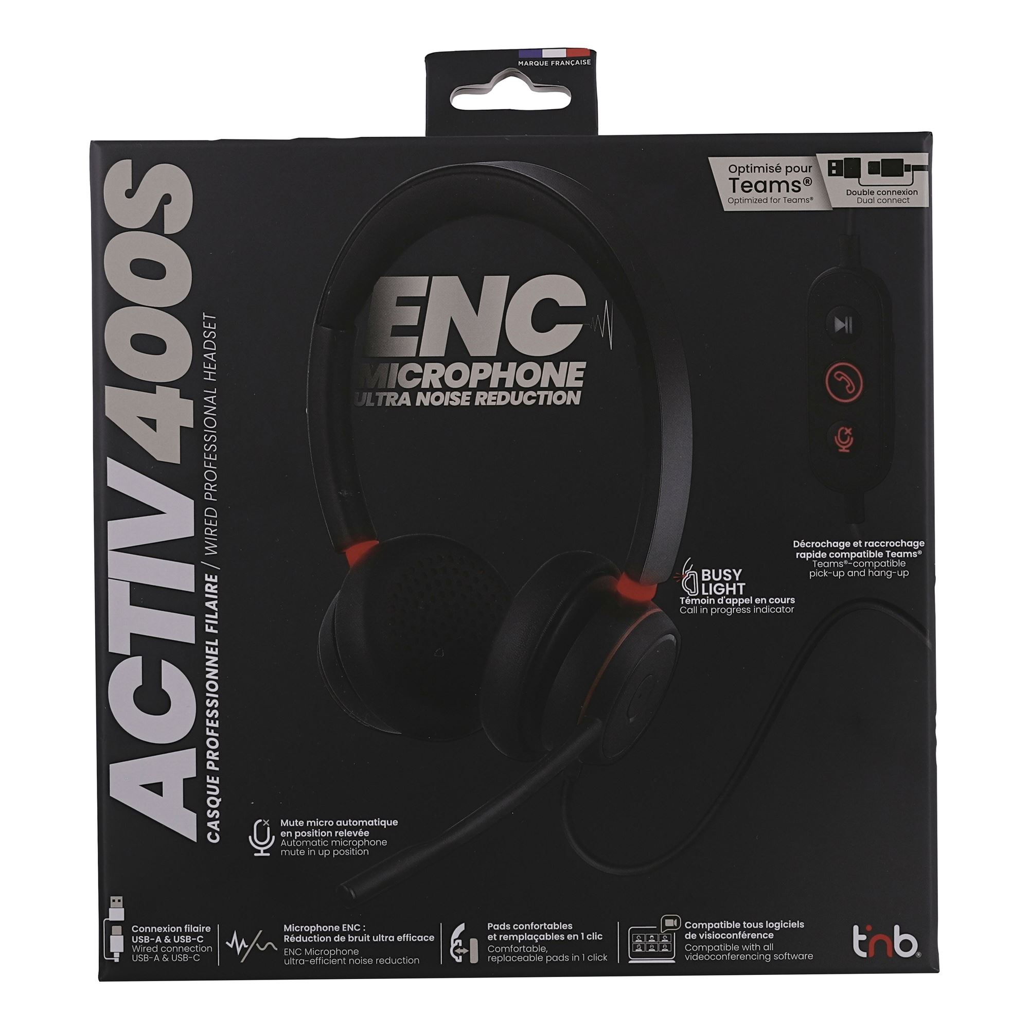 Auriculares profesionales con cable optimizados para Teams - USB-A y USB-C - ACTIV400S6