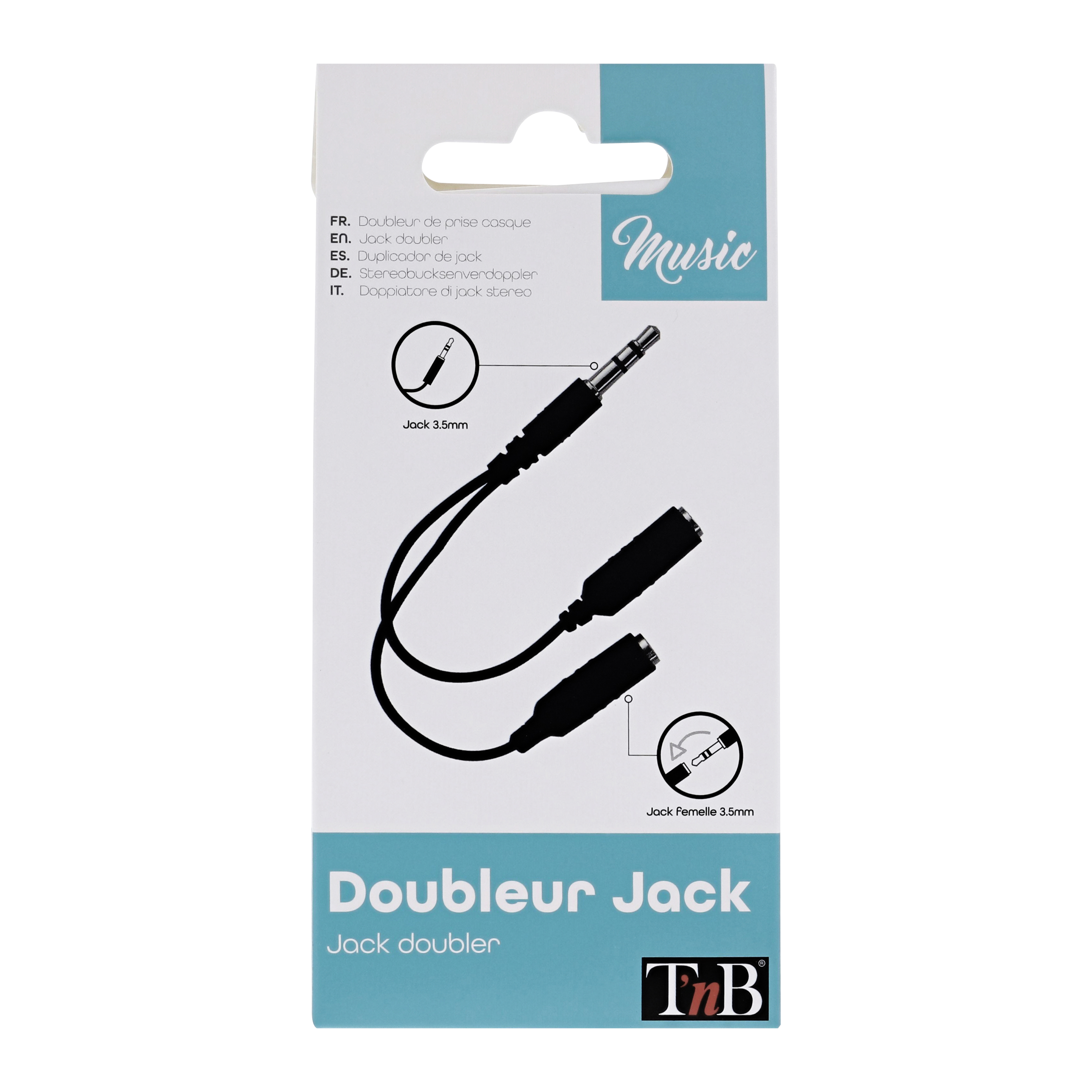 Câble doubleur jack 3,5mm mâle / 2 jack 3,5mm femelle 7cm3