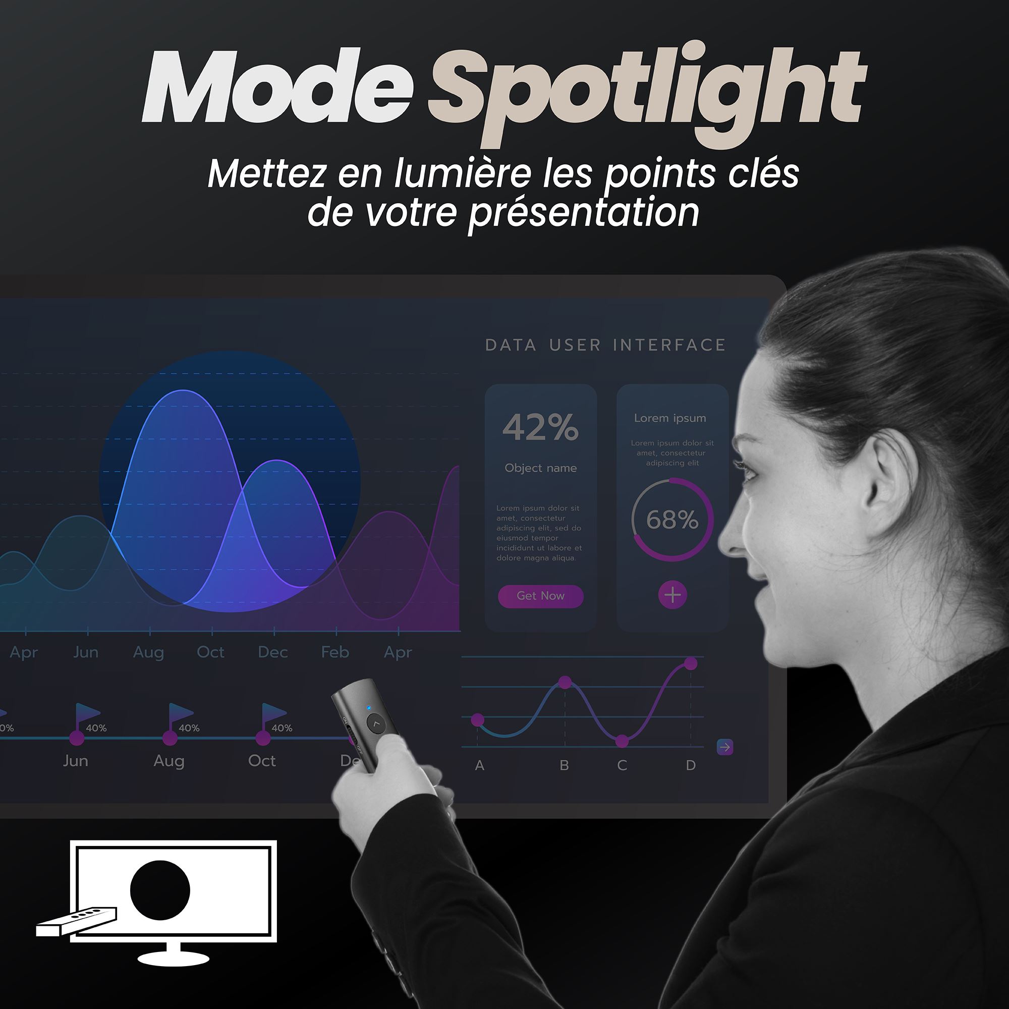 Télécommande de présentation spotlight rechargeable - AIRPRESENTER5