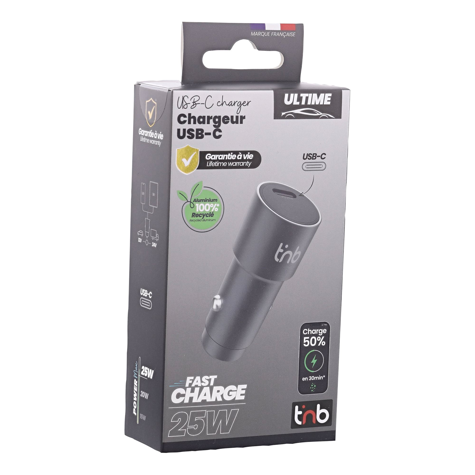 Cargador de coche USB-C de 25 W – Aluminio reciclado – Gris antracita5