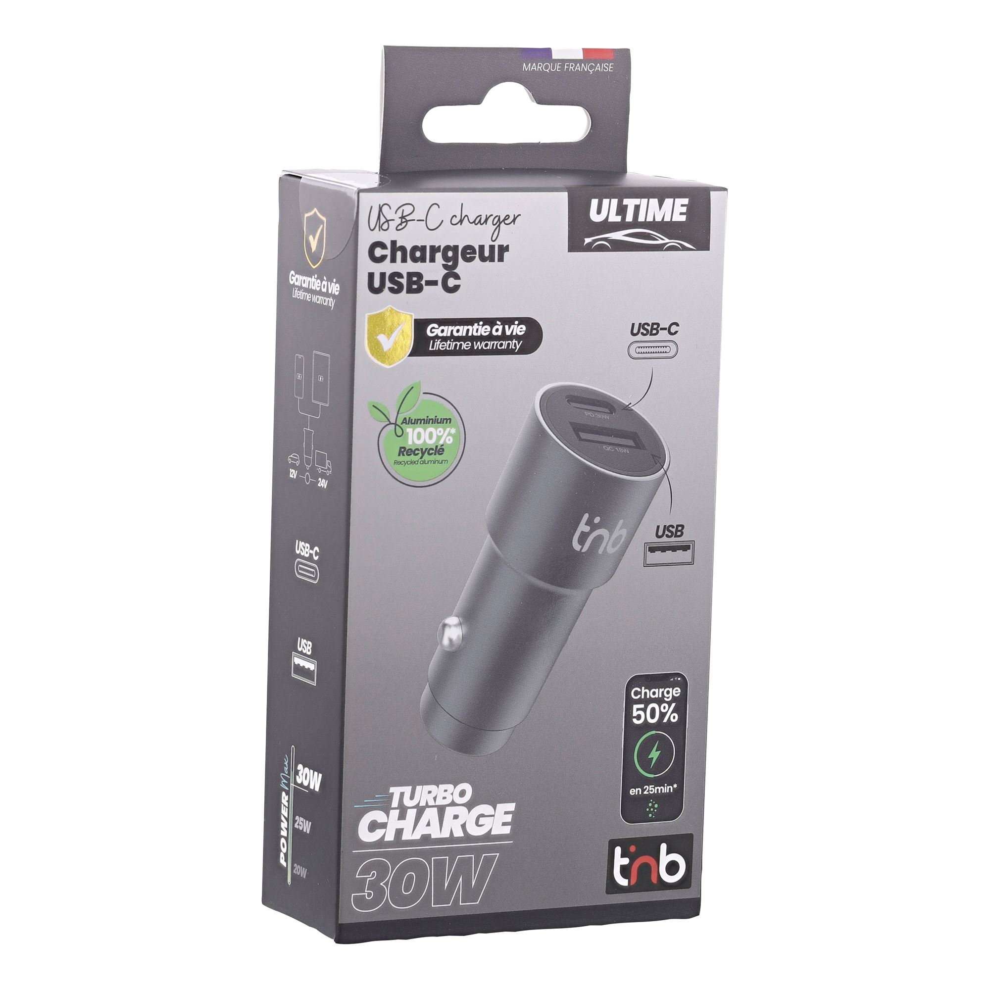 Cargador de coche USB-C + USB-A de 48 W – Aluminio reciclado – Gris antracita6