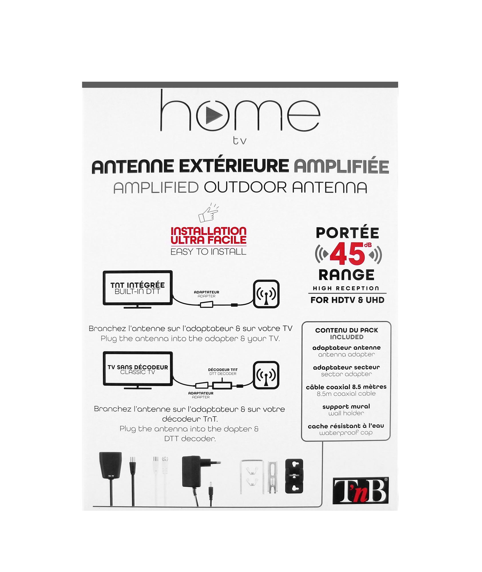 Antenne extérieure amplifiée 45 dB8