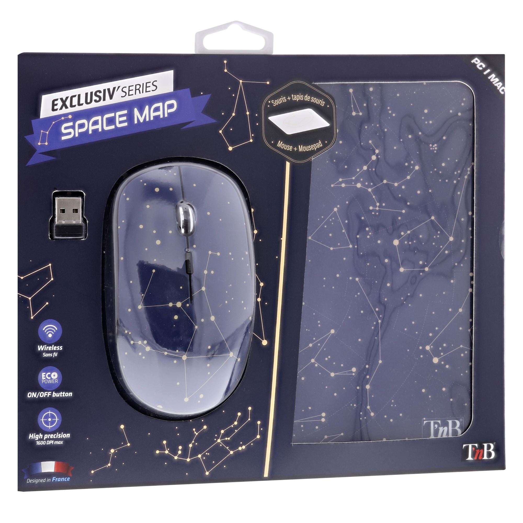 Paquete de alfombrilla para ratón y ratón inalámbrico SPACE EXCLUSIV7