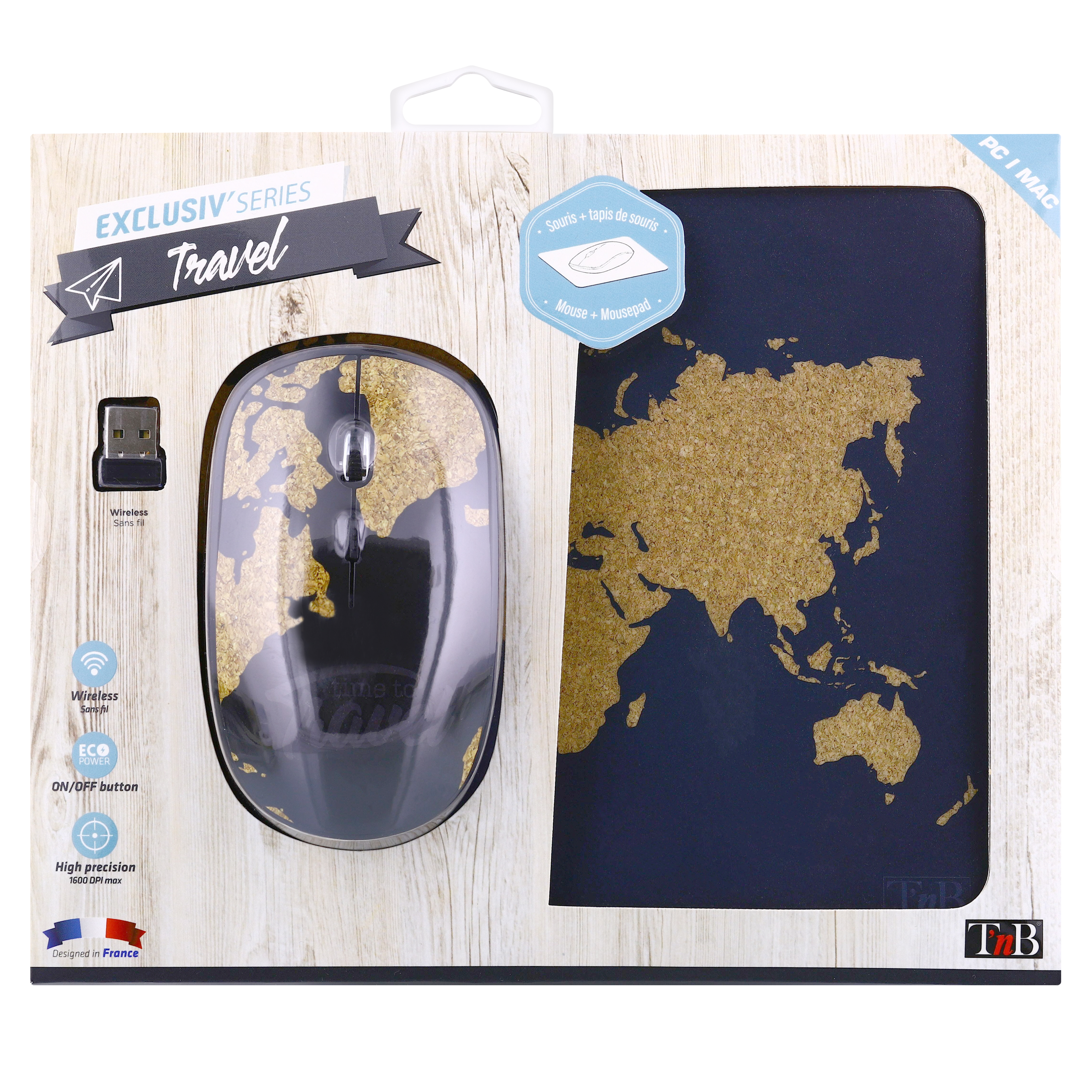 Bundle tapis de souris et souris sans fil TRAVEL EXCLUSIV6