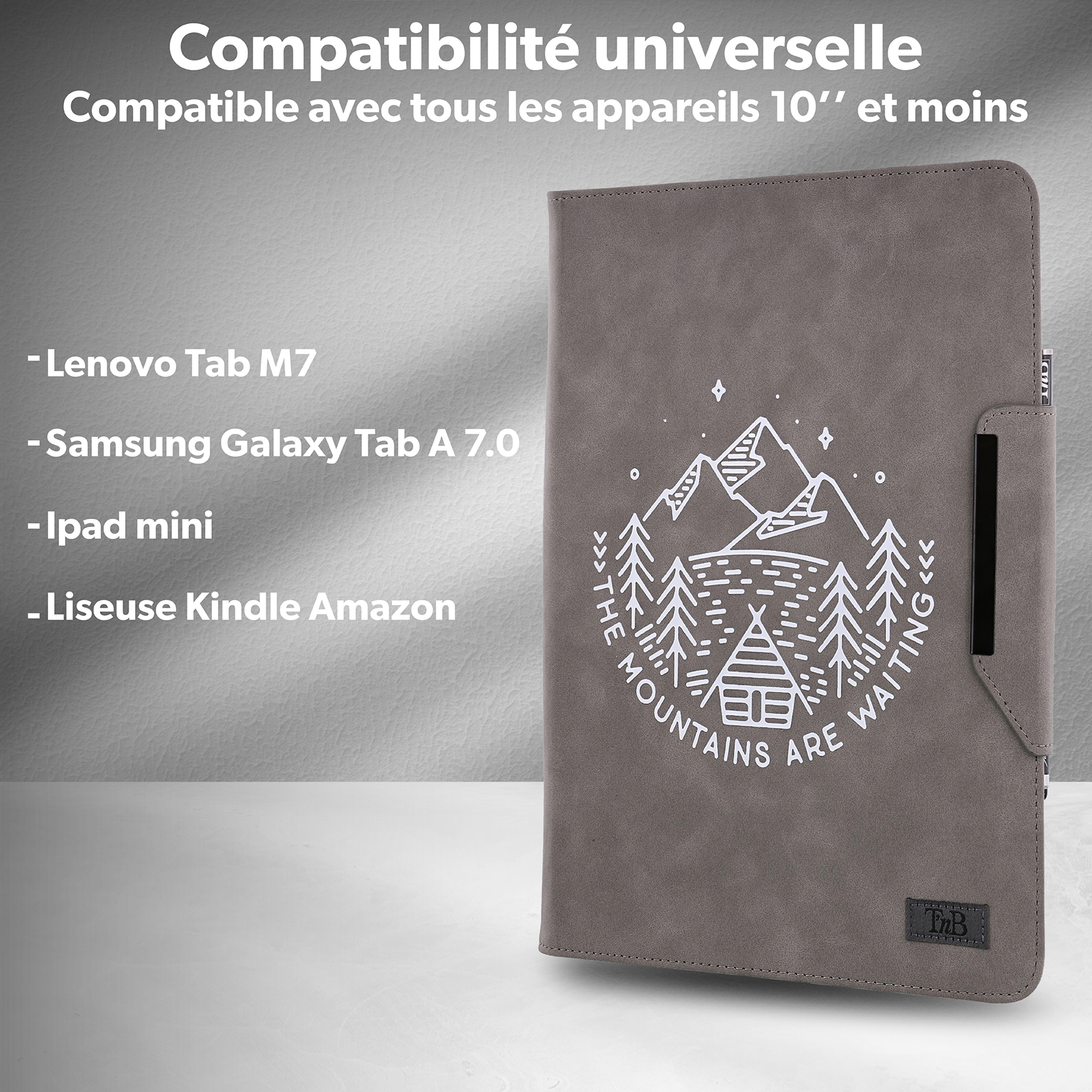Étui folio universel + stylet pour tablette 10