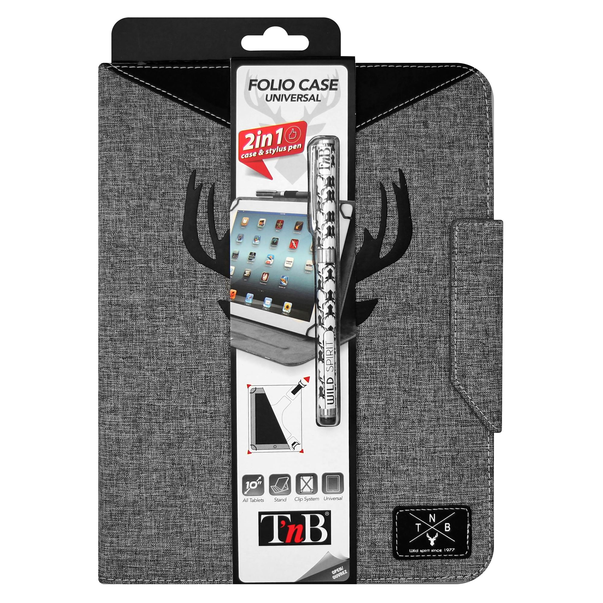 Universal folio case + stylus for 10