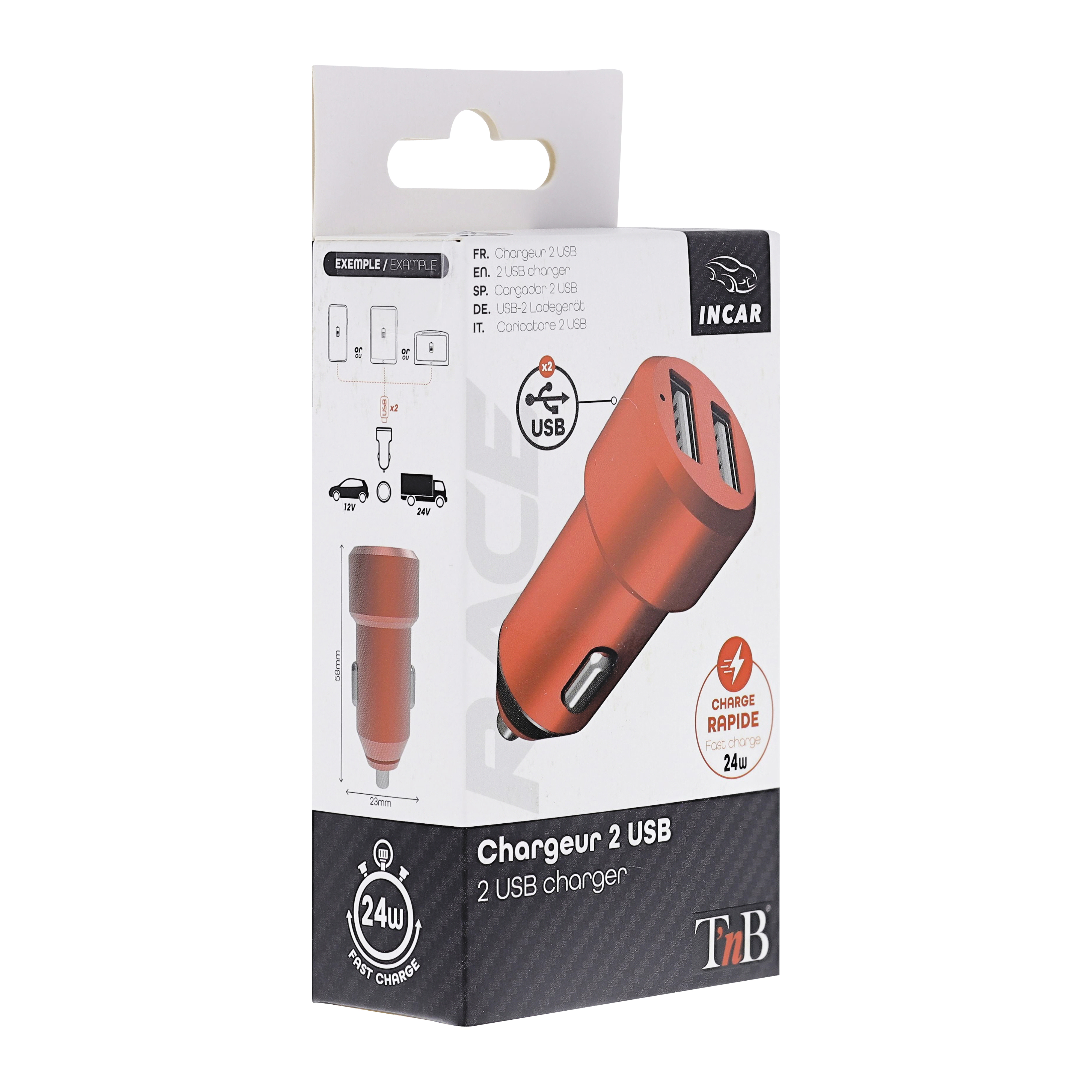 RACE 2XUSB-A 24W Car Charger3