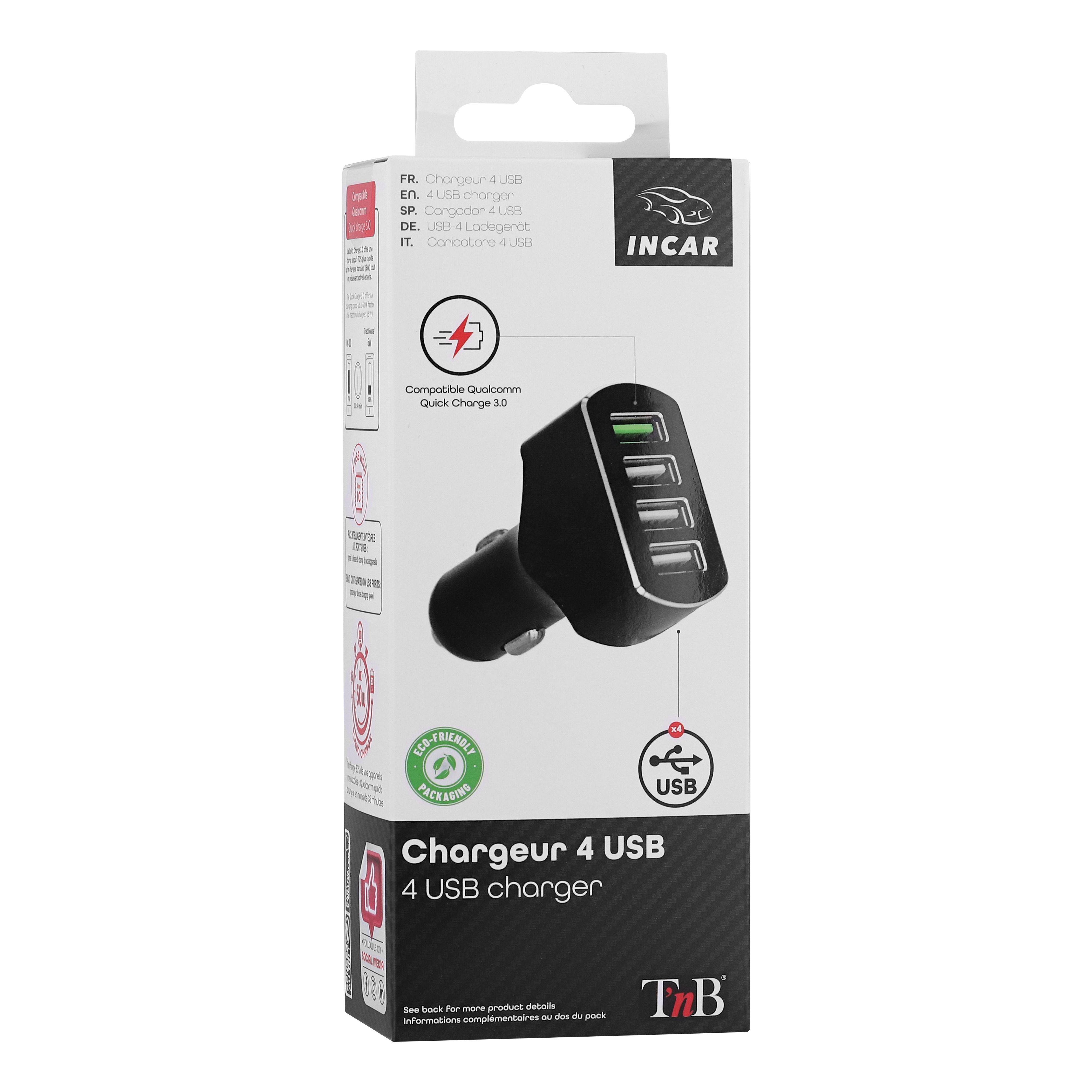 Chargeur allume-cigares 4XUSB-A Quick charge 50W3