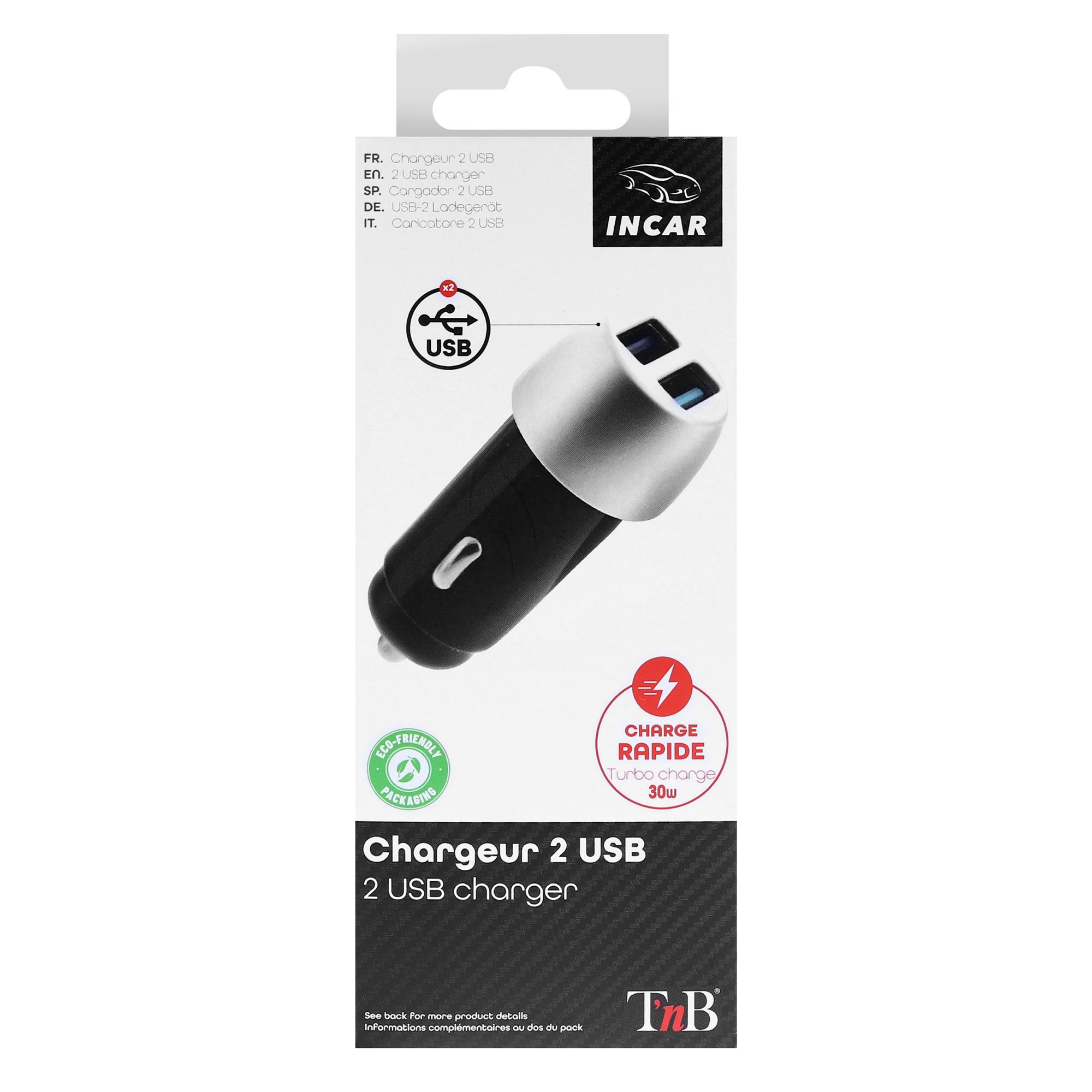 2XUSB-A Quick charge 18W car charger premium finish3