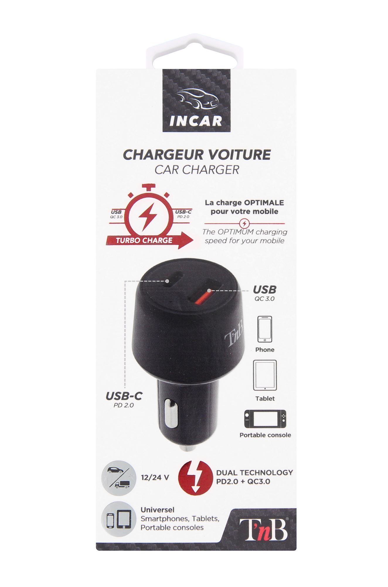 Cargador de mechero 1XUSB-A y 1XType-C de 48W4