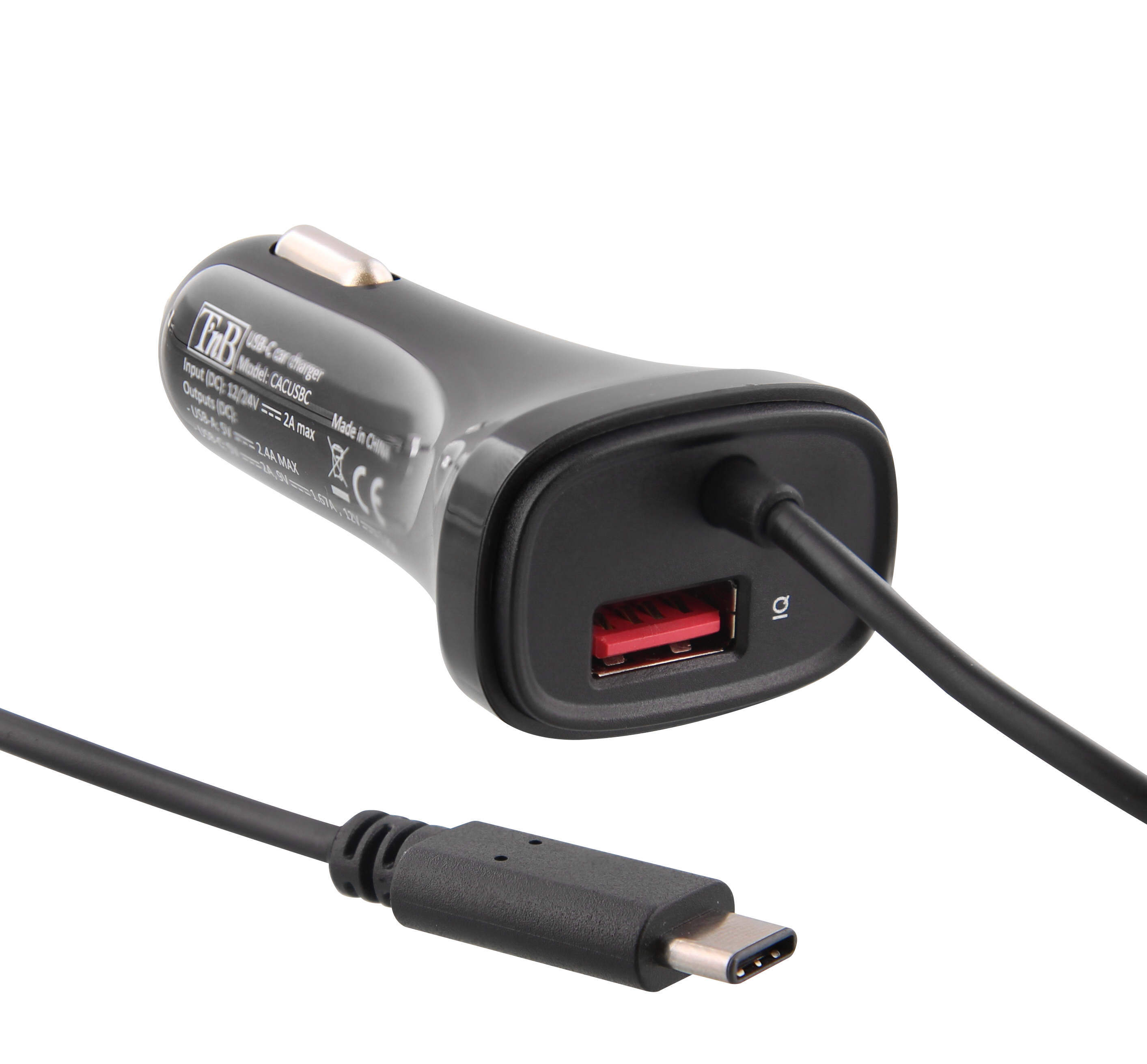 1XUSB-A Cargador de mechero 27W + Cable tipo C1