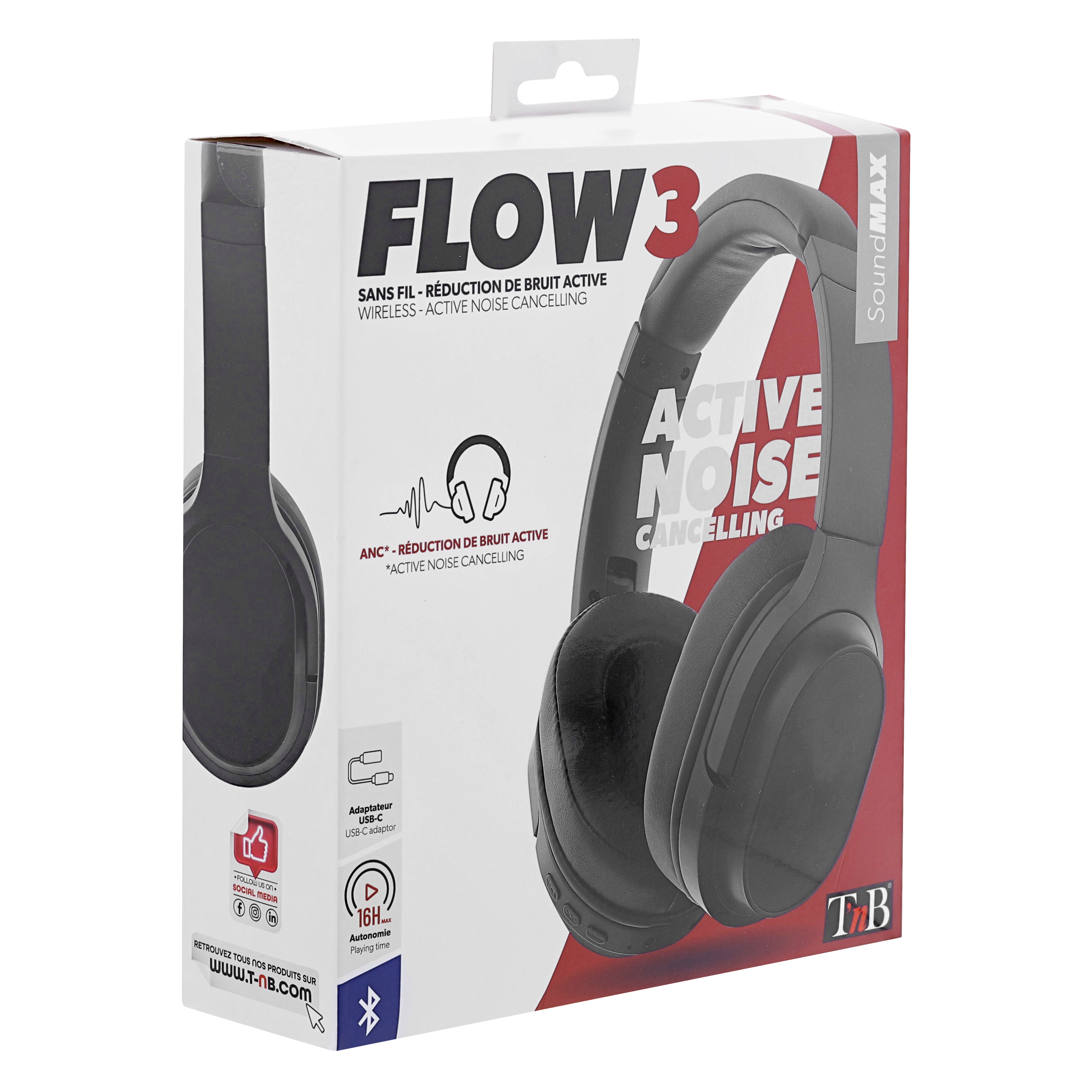 FLOW Black Bluetooth Headphones with Active Noise Cancelling4