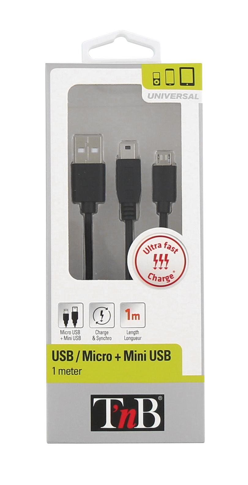 Cable micro USB 2 en 16