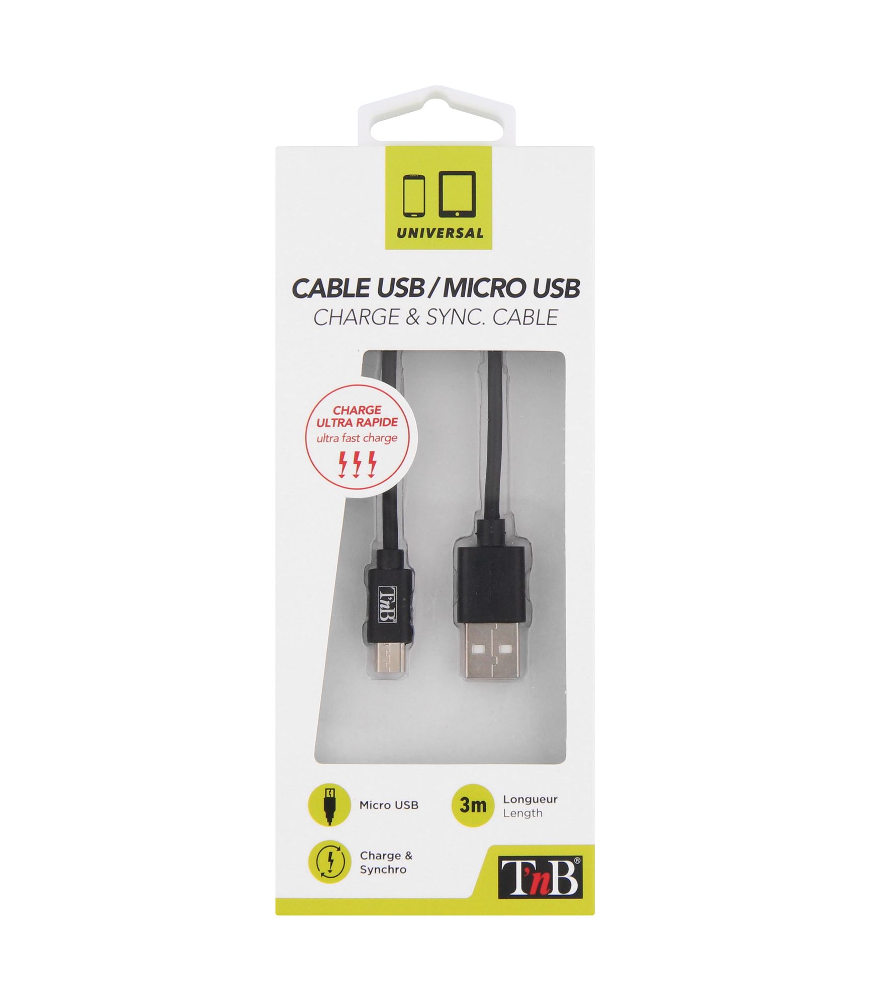 Câble micro USB 3 mètres3