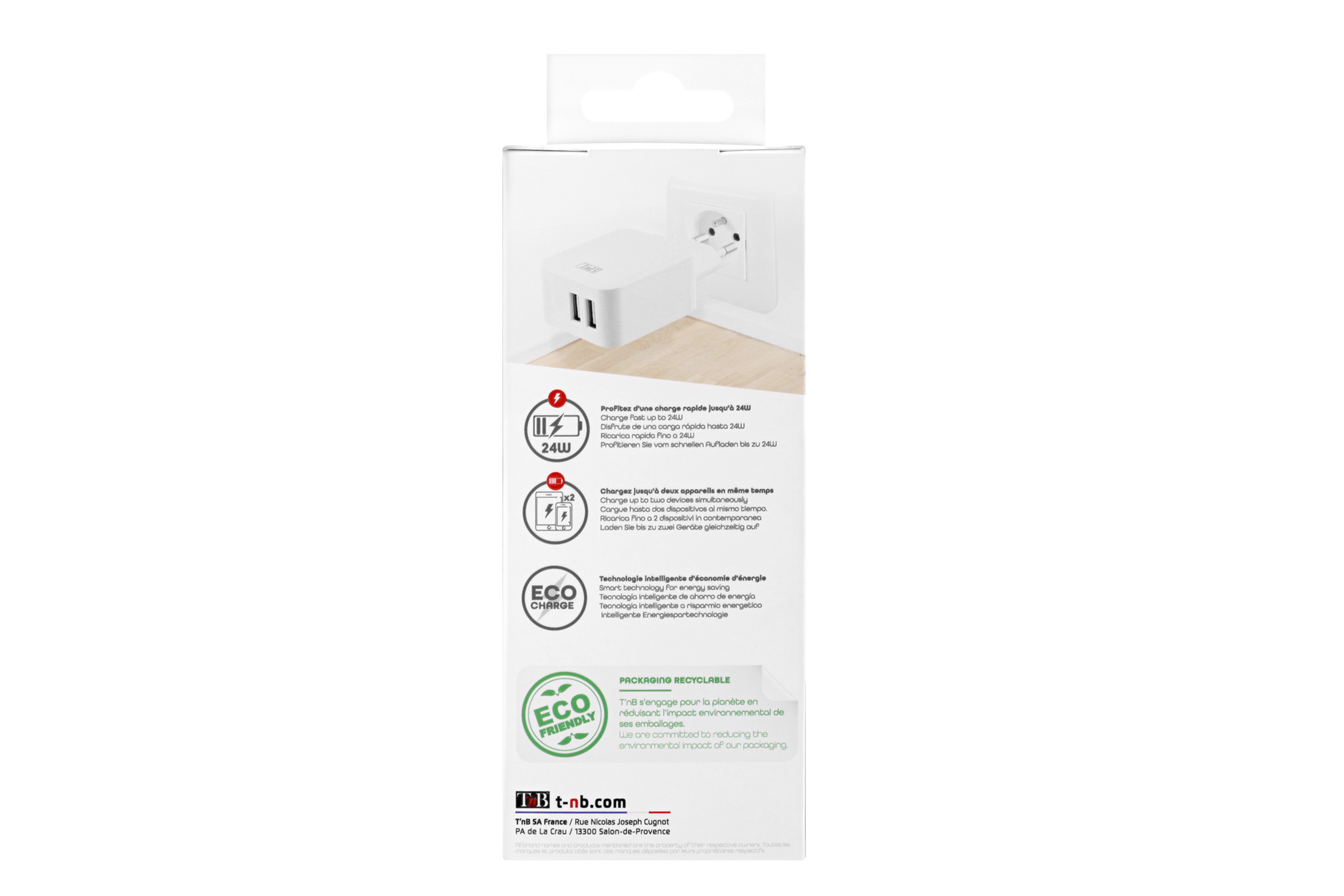 Chargeur secteur 2 USB 24W6