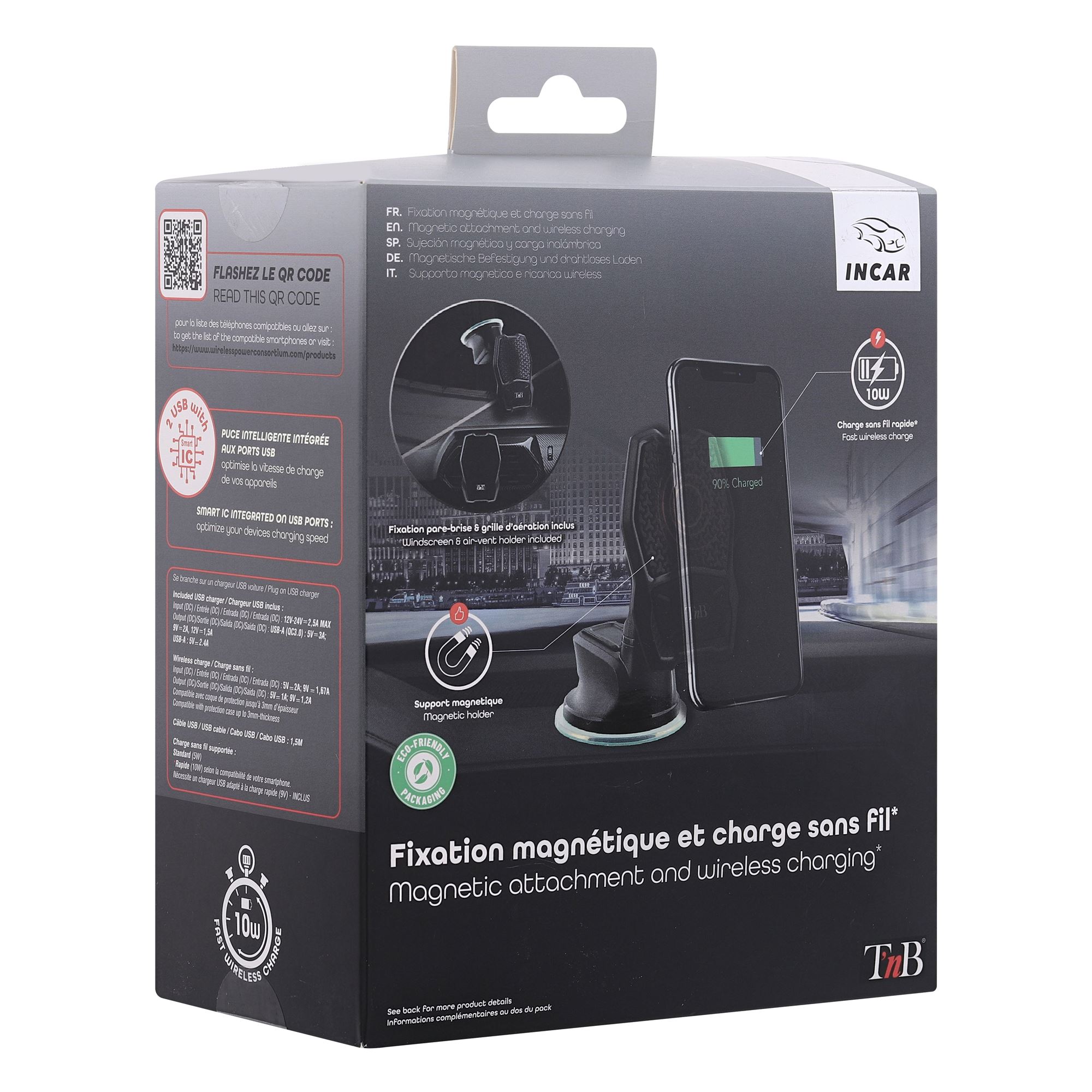Support charge à induction 10W aimanté ventouse et grille d'aération Premium5