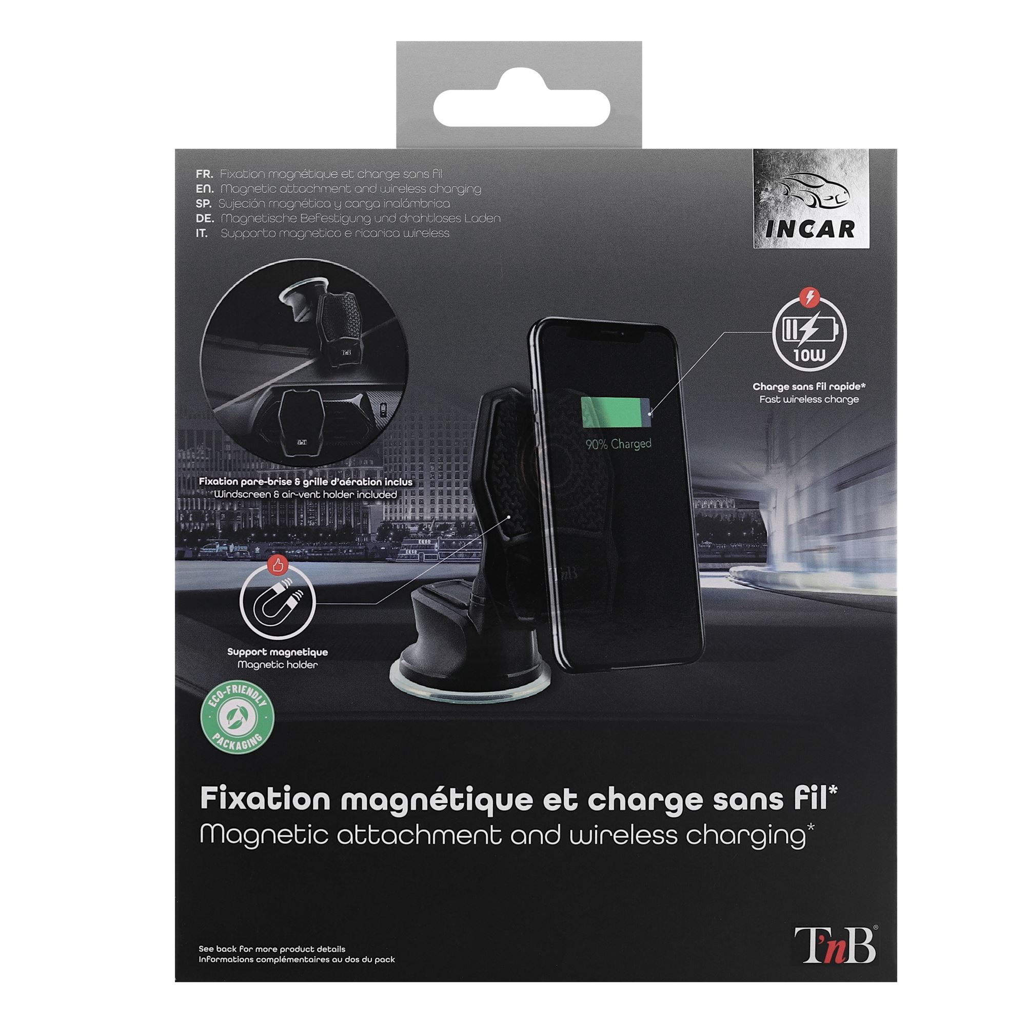 Support charge à induction 10W aimanté ventouse et grille d'aération Premium6