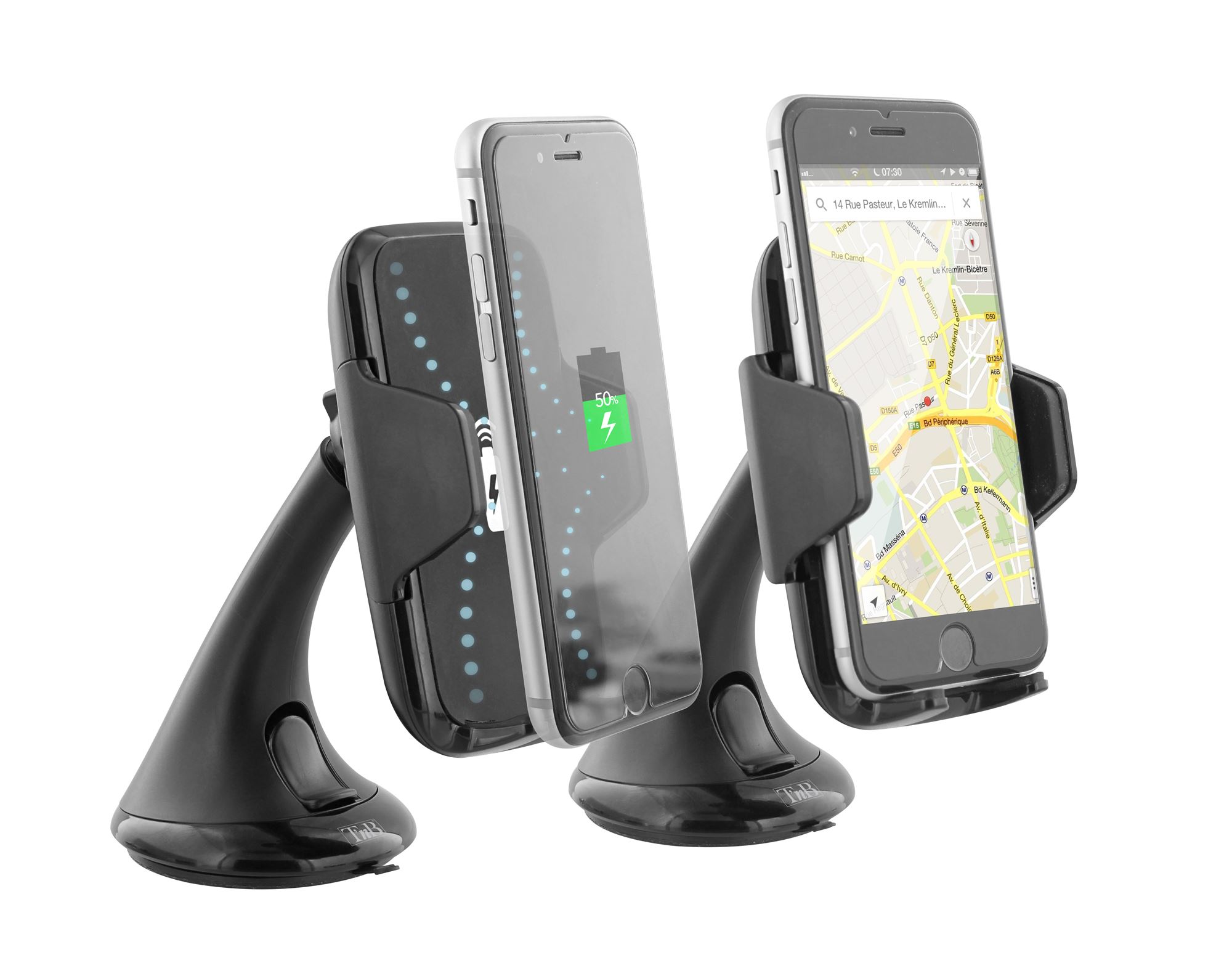 CHARGEUR INDUCTION 5W-VENTOUSE SUPPORT VOITURE + CAC + CÂBLE1