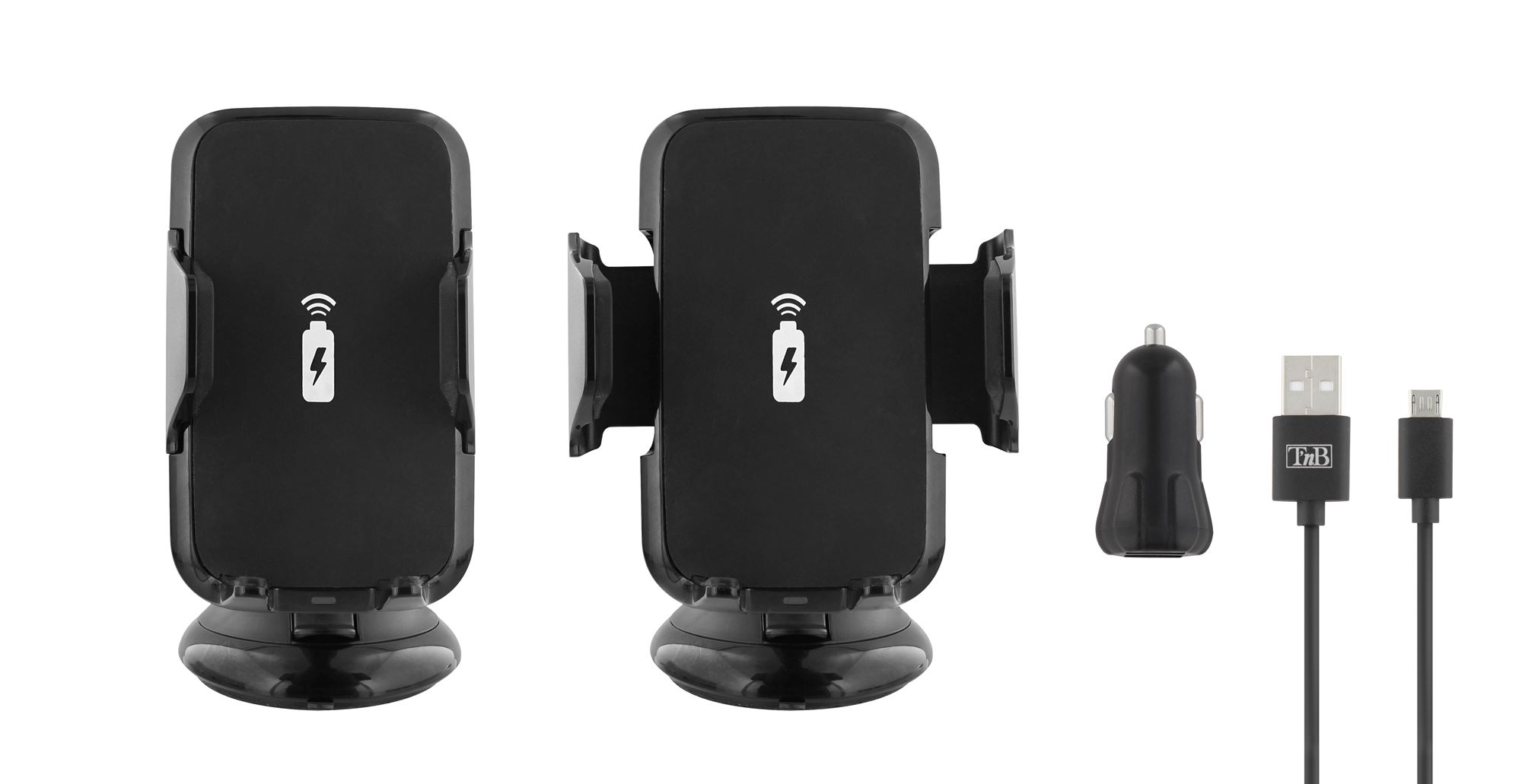 CHARGEUR INDUCTION 5W-VENTOUSE SUPPORT VOITURE + CAC + CÂBLE3