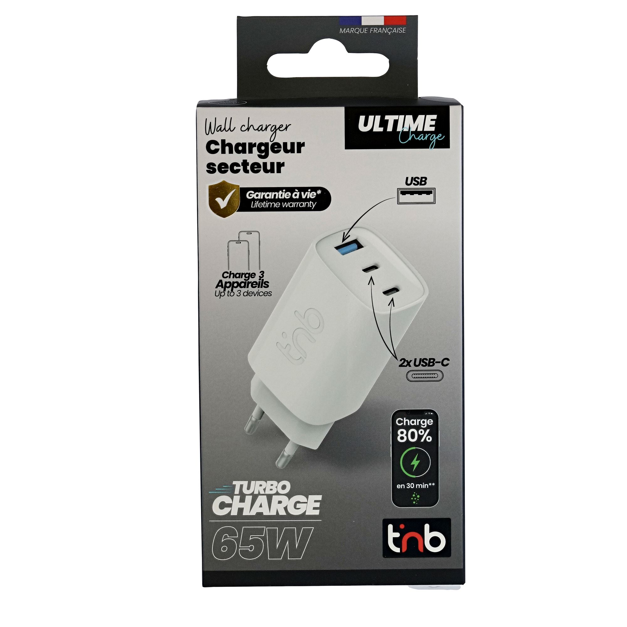 Cargador GAN 3 USB con suministro de energía de 65 W5