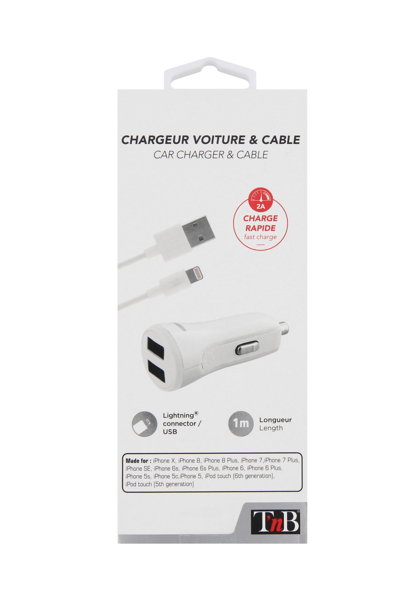 Chargeur allume-cigare 2XUSB-A 10W + câble Lightning5
