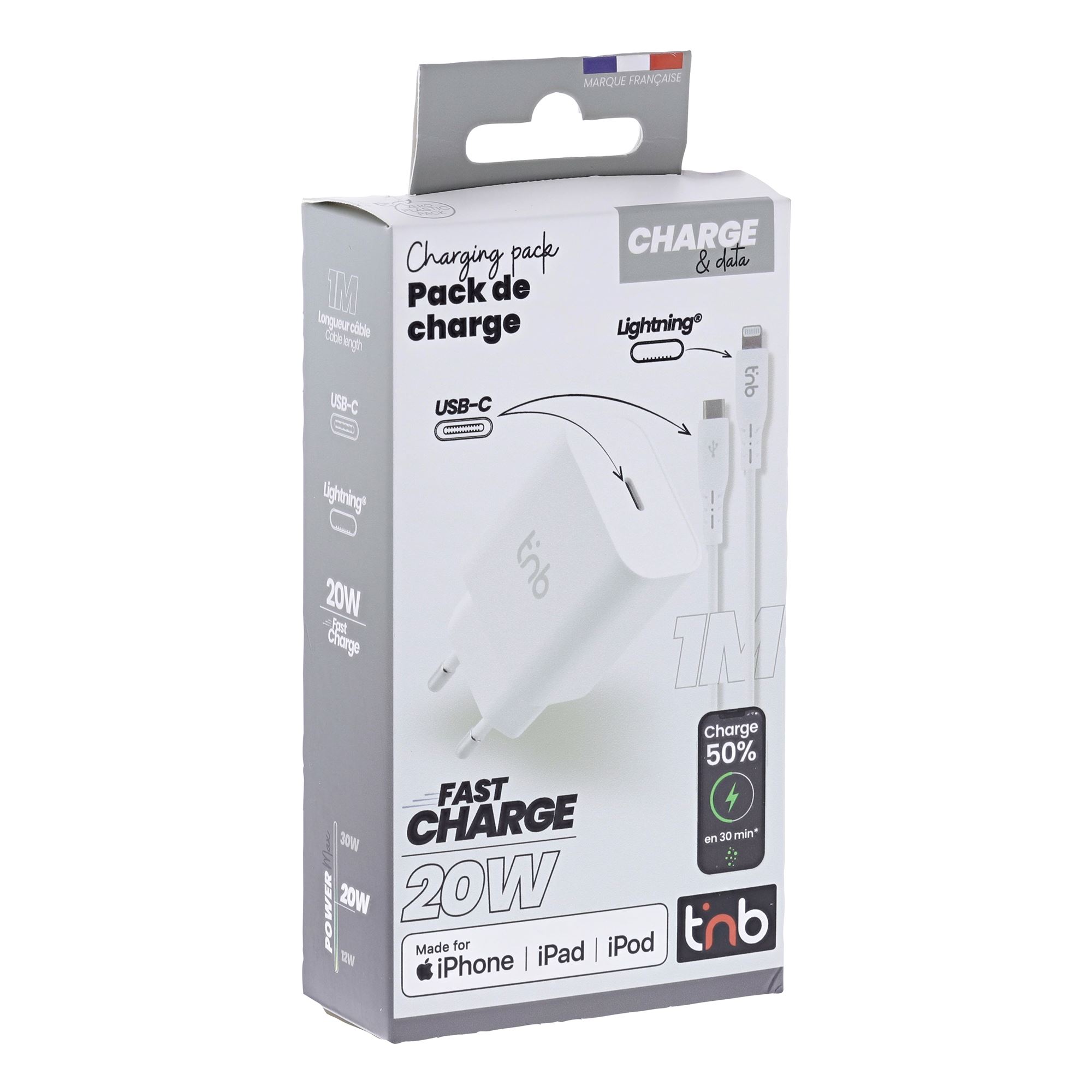 1 paquete de carga sectorial USB Type-C Power Delivery de 20 W + cable USB Type-C a Lightning4