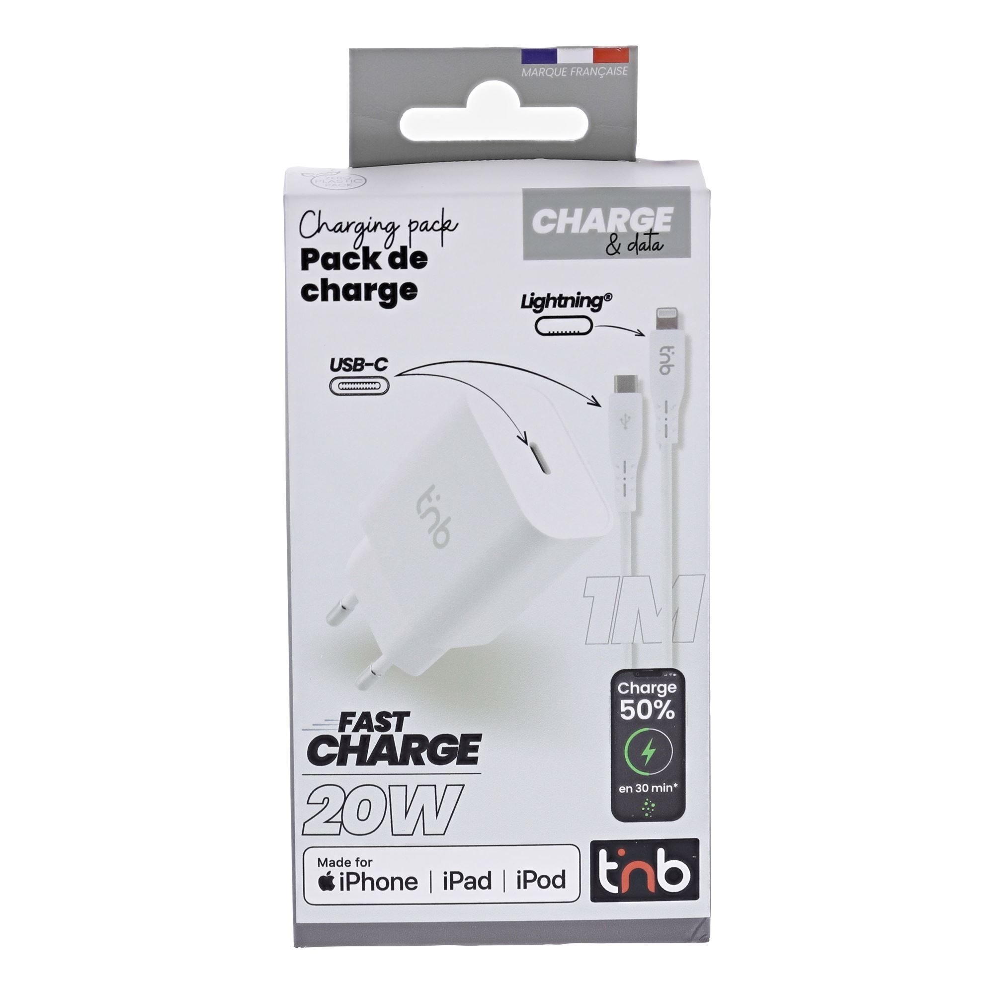 1 paquete de carga sectorial USB Type-C Power Delivery de 20 W + cable USB Type-C a Lightning5
