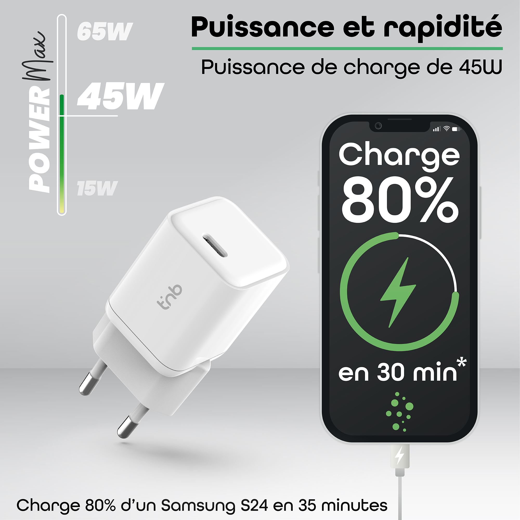 1 USB-C Power Delivery 45W mains charger4