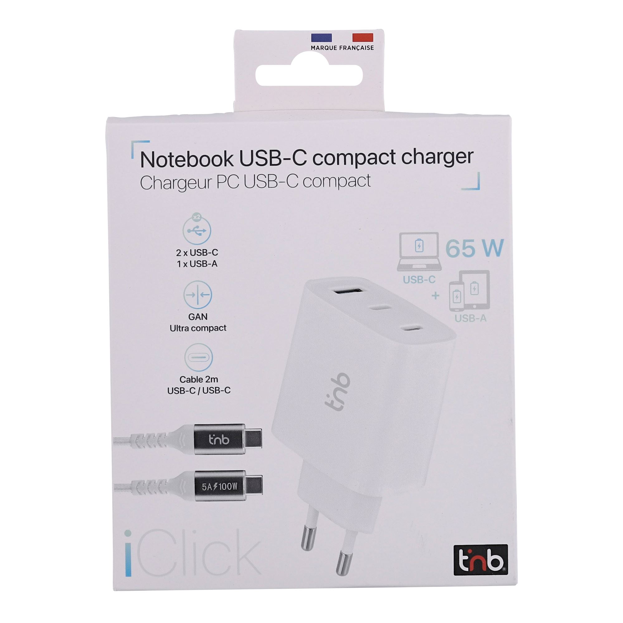 Chargeur GAN compact 65W iClick - câble 2 mètres inclus6