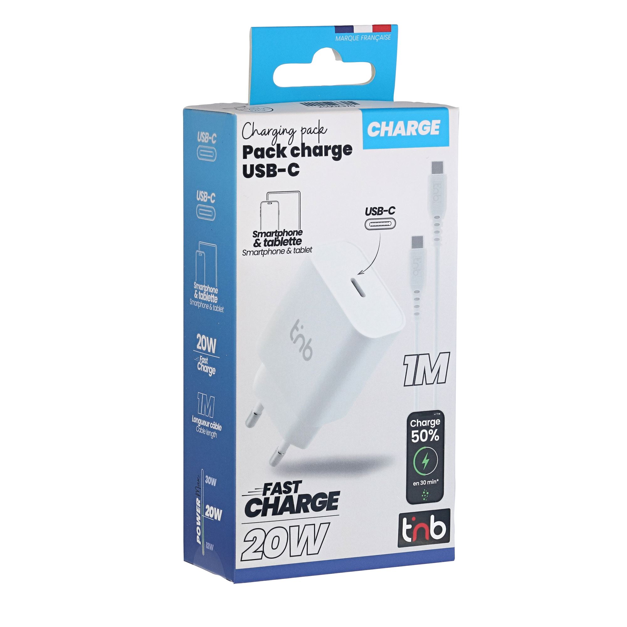 1 USB-C 20W Mains Charging Pack + USB-C Power Delivery Cable5