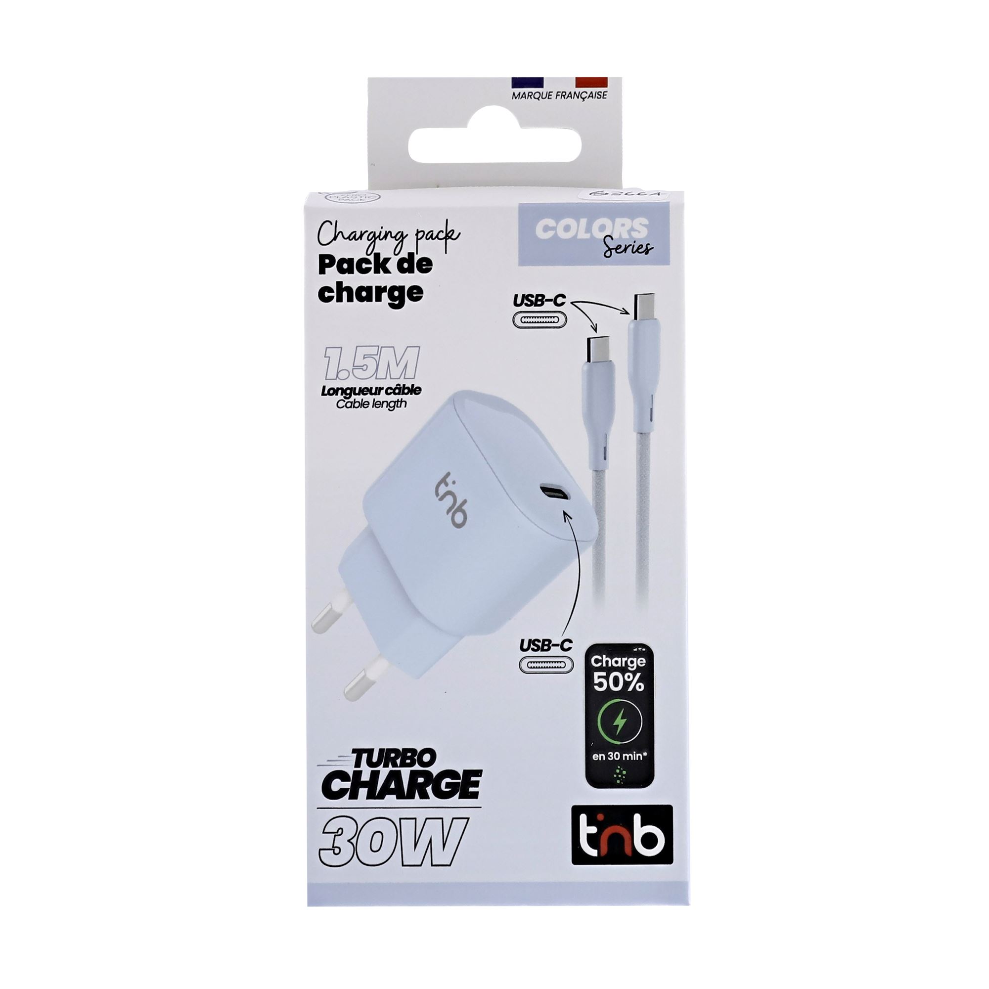 1 cargador de red USB-C de 30 W + cable USB-C Power Delivery azul6