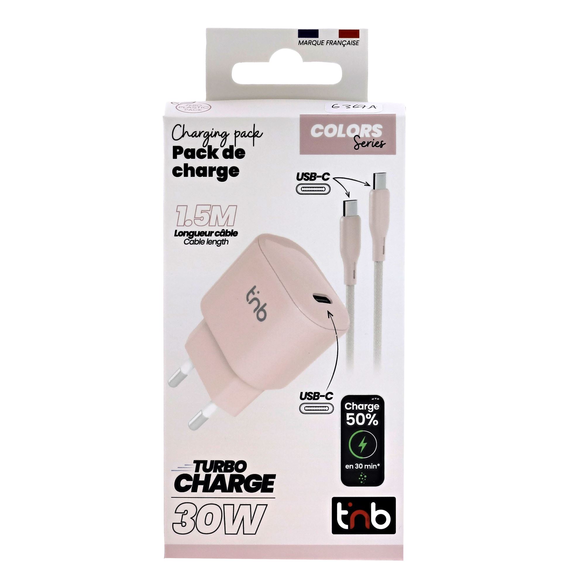 1 USB-C 30W Mains Charger Pack + USB-C Power Delivery Cable Pink6