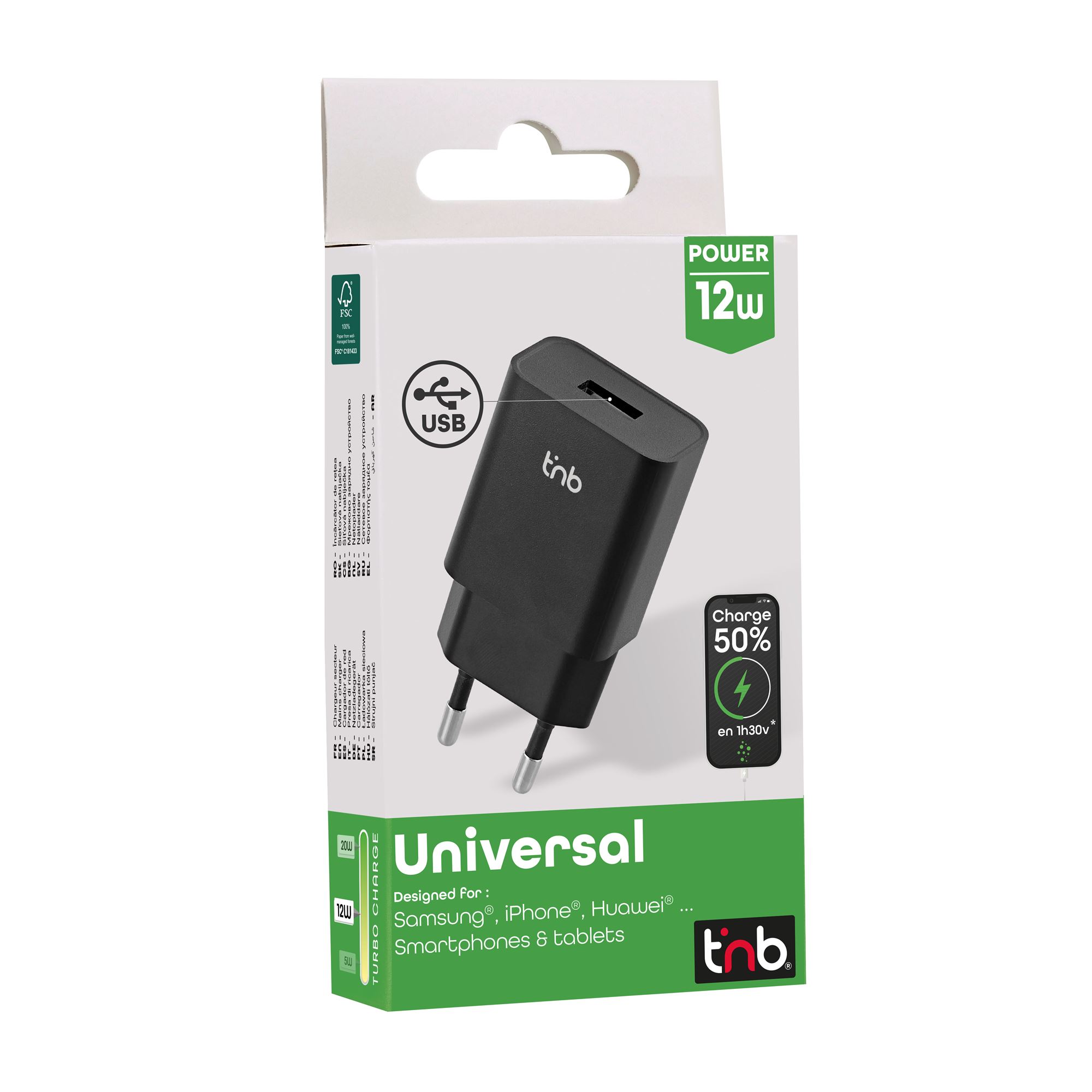 Chargeur secteur 1 USB 12W5