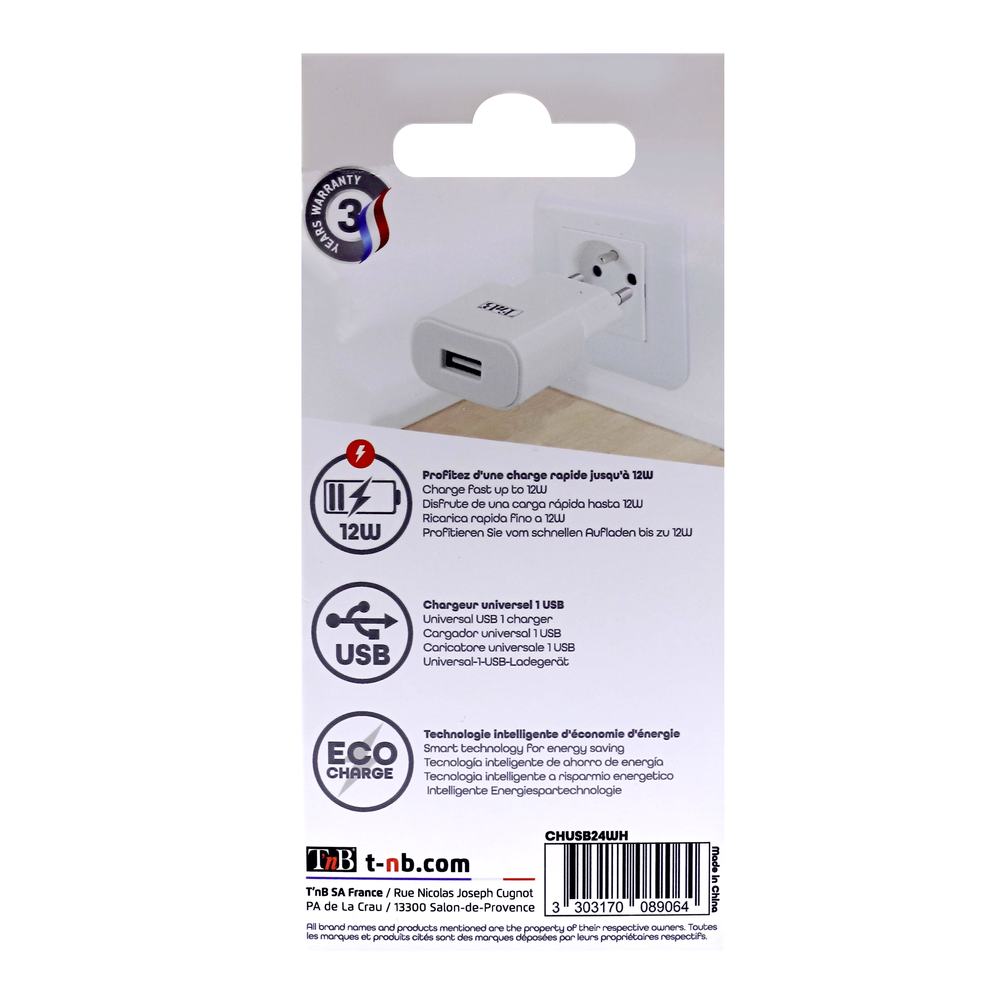 1 cargador de red USB de 12W8