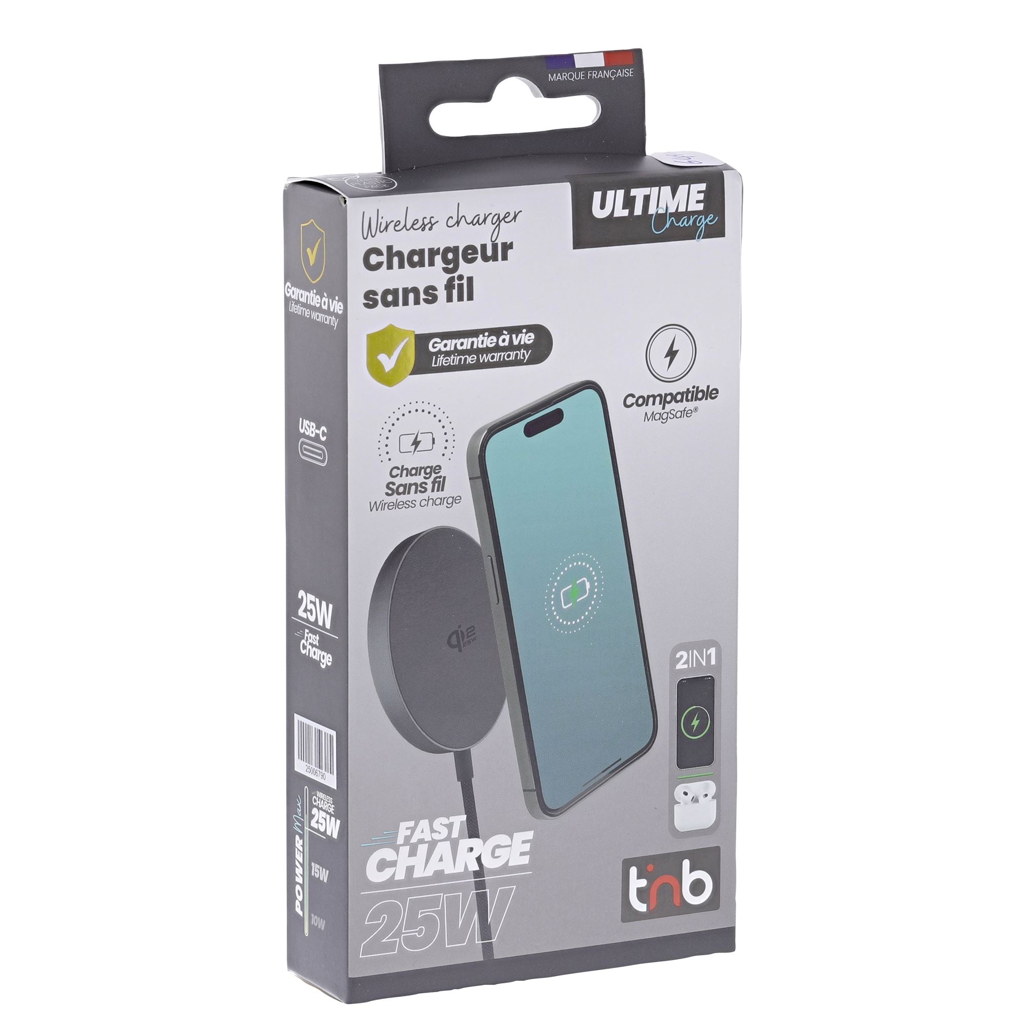 Chargeur sans fil Magnet Pro - 25W - Certifié Qi 2.2 - USB-C - Compatible MagSafe7