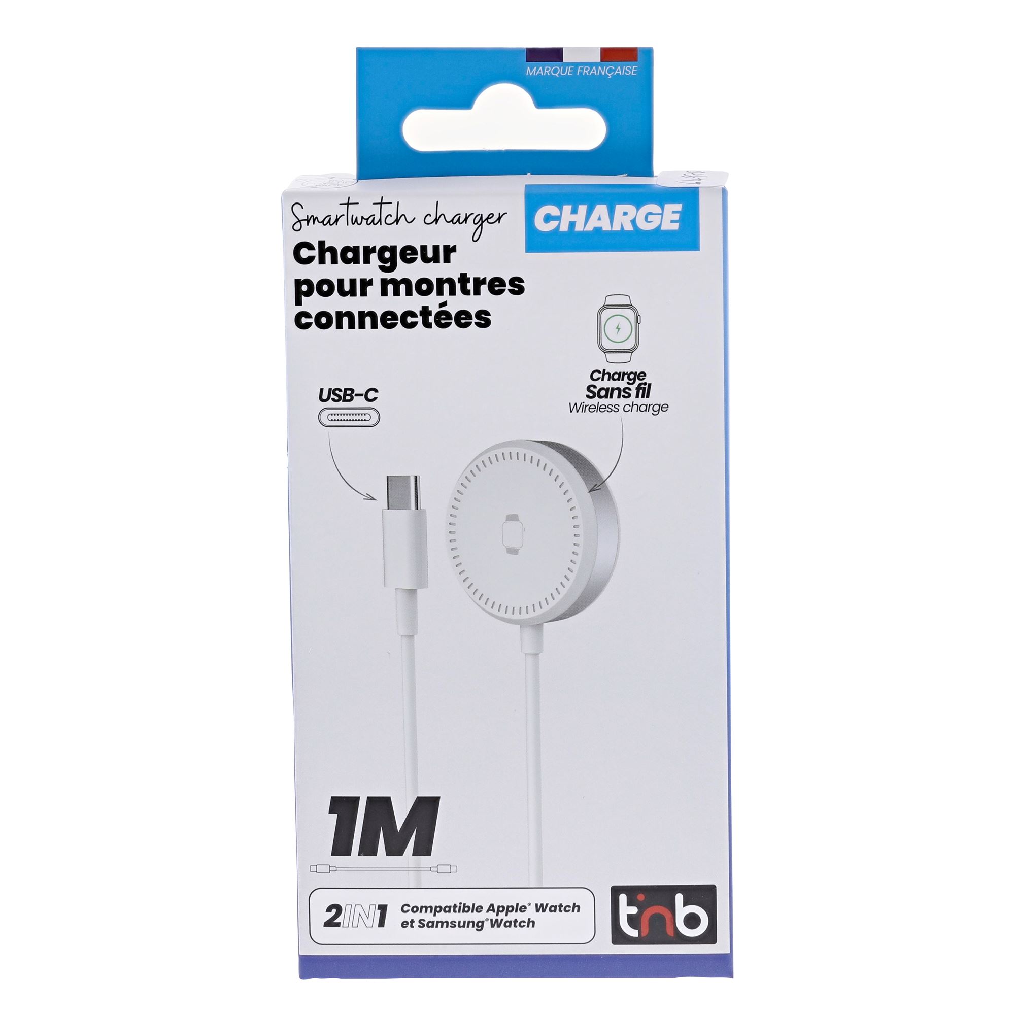 Chargeur 2-en-1 pour montres connectées Apple & Samsung - USB-C - 1m8
