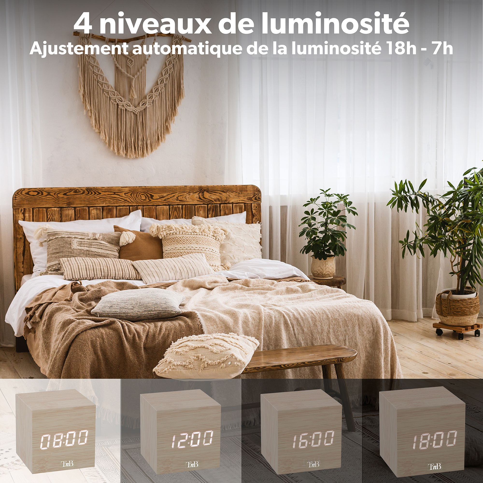 Réveil LED finition bois6