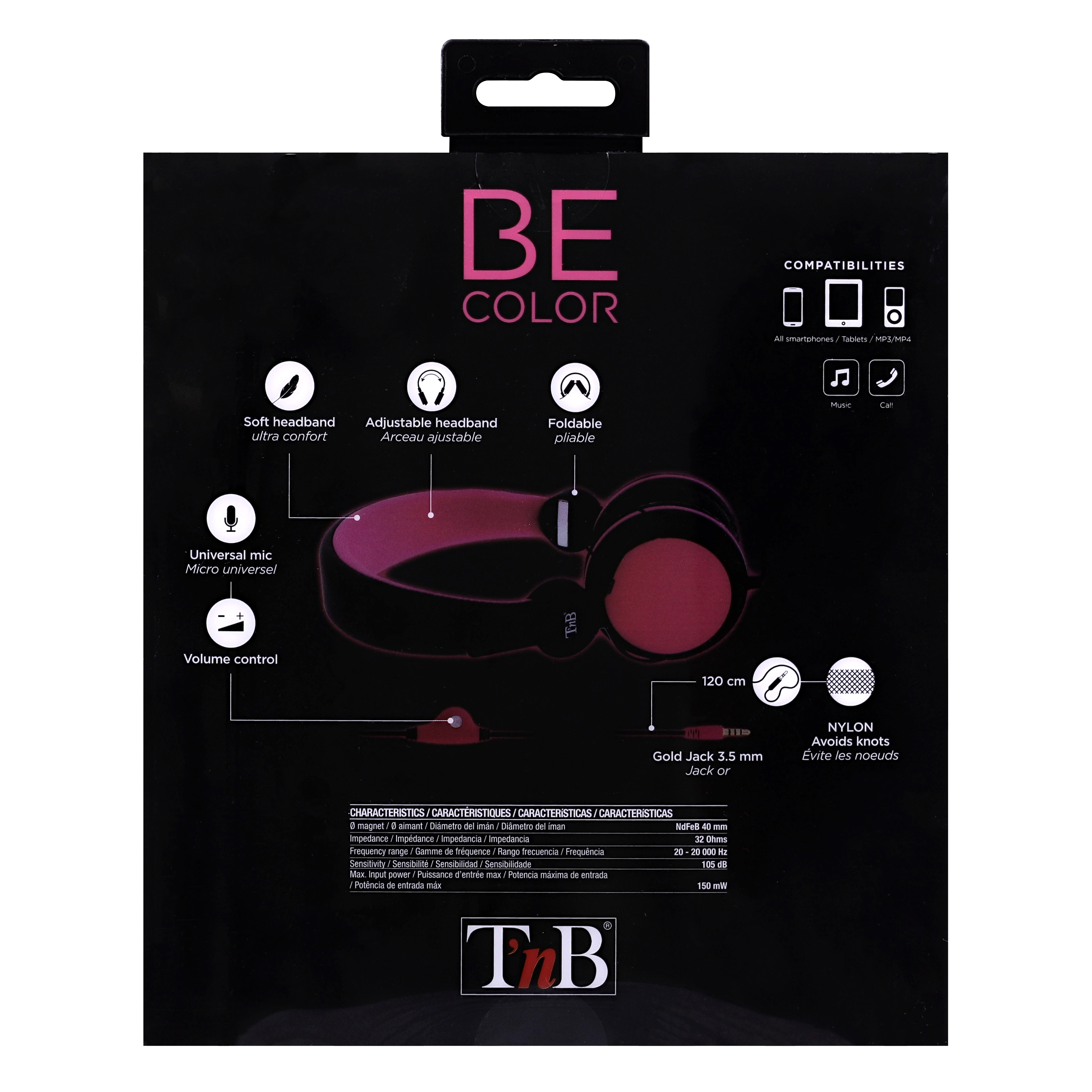 BE COLOR auriculares con cable jack de 3,5 mm rosa7