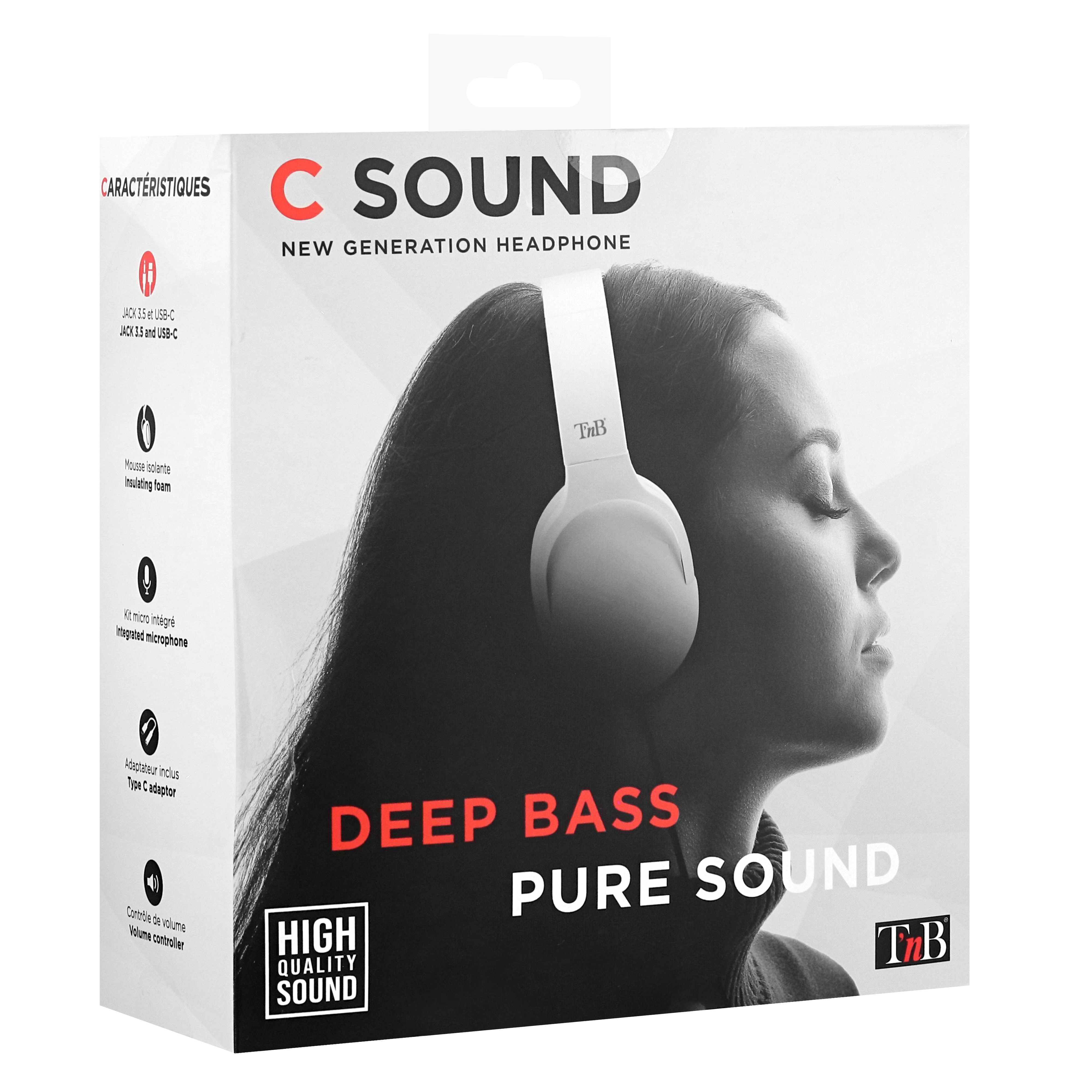 C SOUND wired headset 3.5mm jack / USB Type-C white3