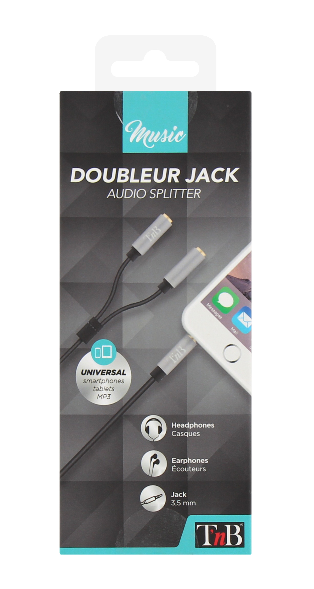 Câble doubleur jack 3,5mm mâle / 2 jack 3,5mm femelle 0,2m2