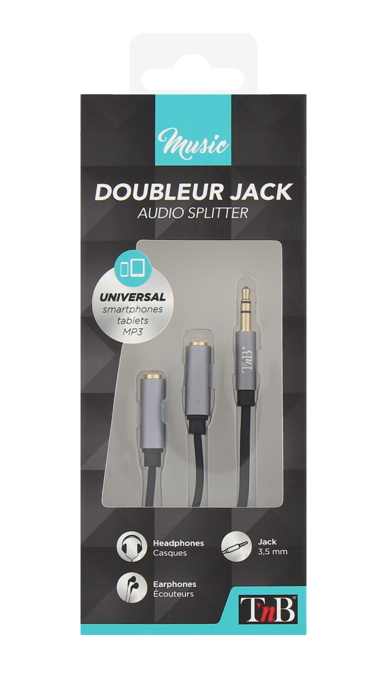 Câble doubleur jack 3,5mm mâle / 2 jack 3,5mm femelle 0,2m3