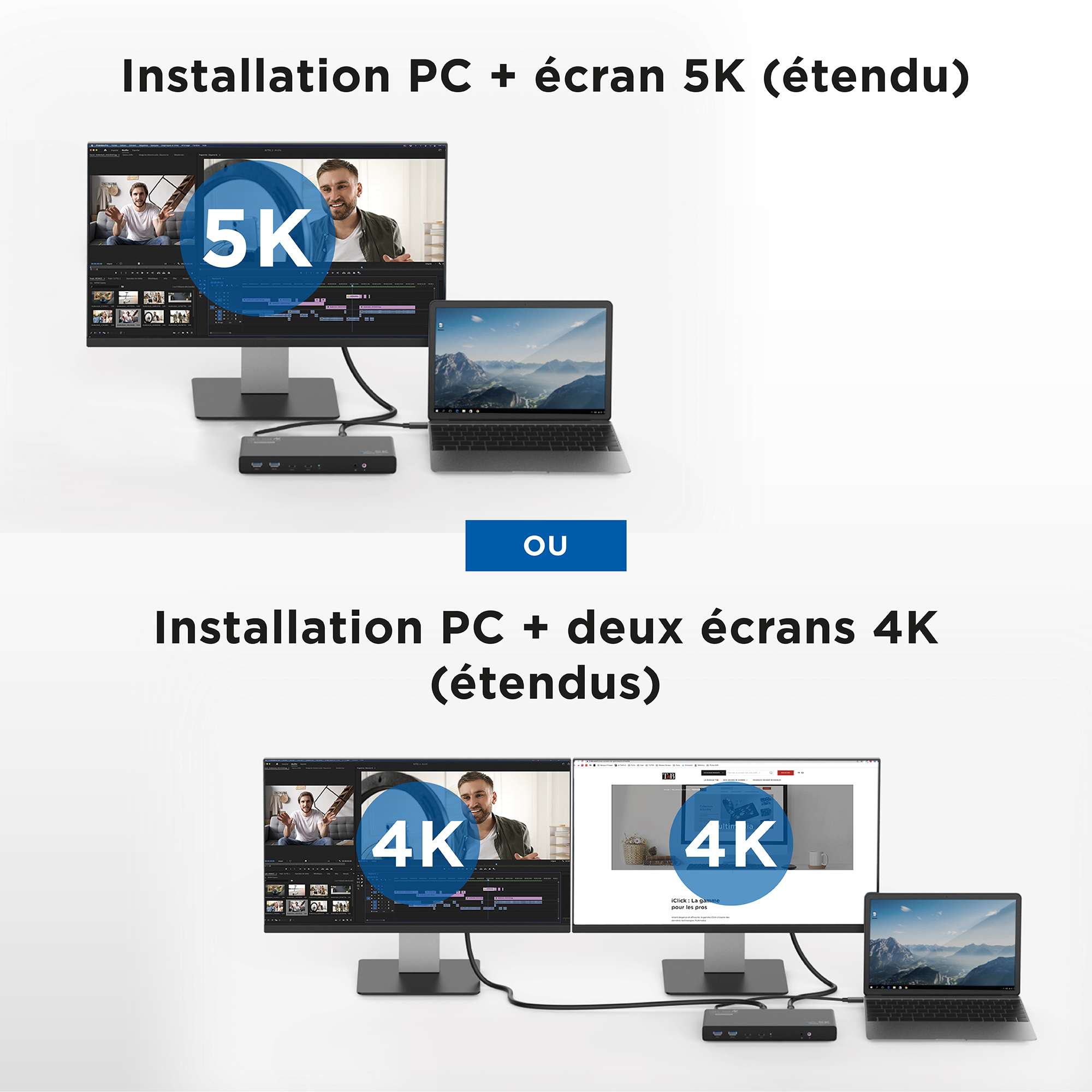 Estación de acoplamiento de pantalla dual 14 en 14