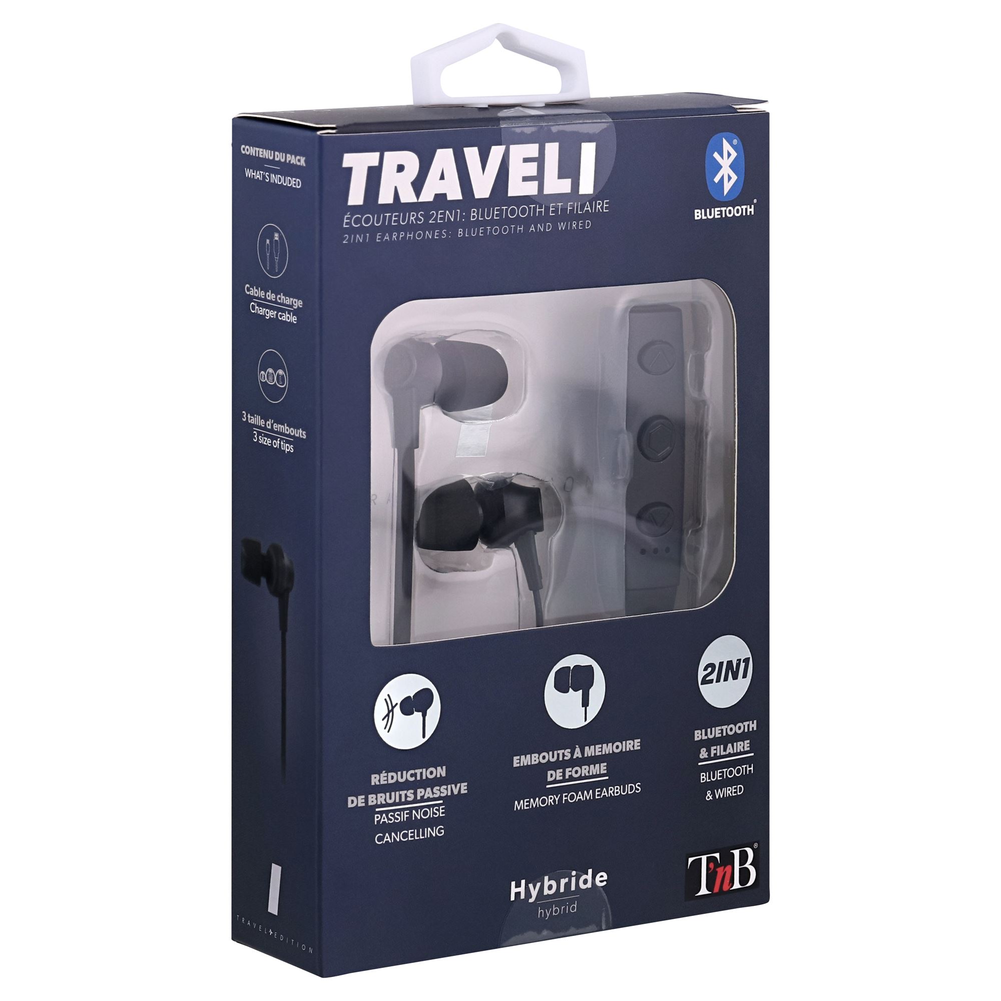 TRAVEL Auriculares Bluetooth 2 en 1 negros6