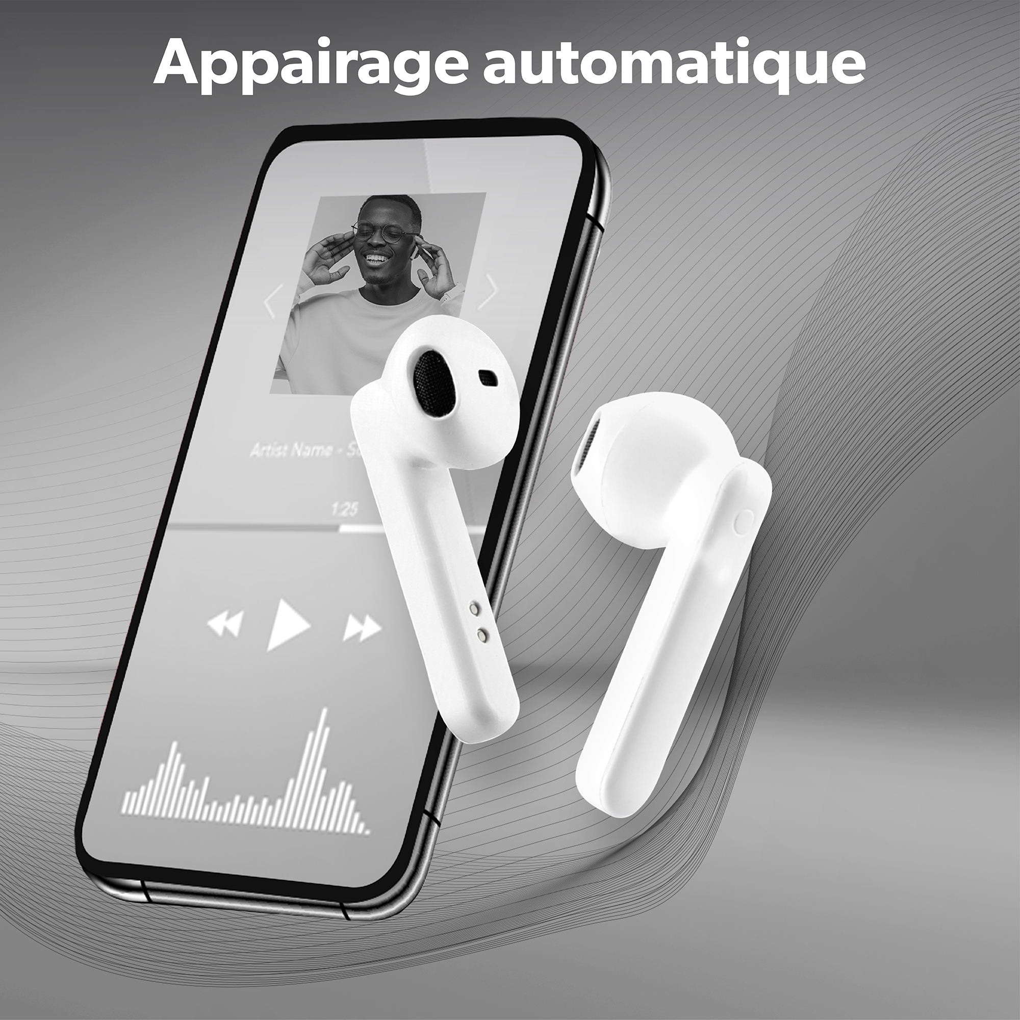 TWS SHINY White Wireless Headphones6