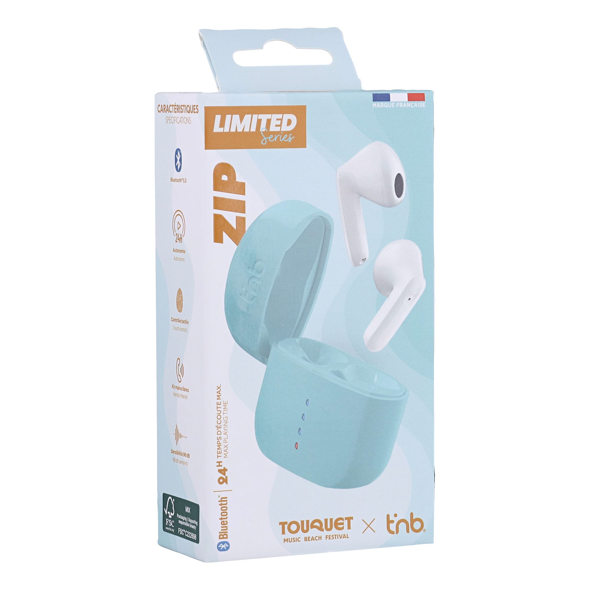 Écouteurs sans fil ZIP semi intra-auriculaires bleu3
