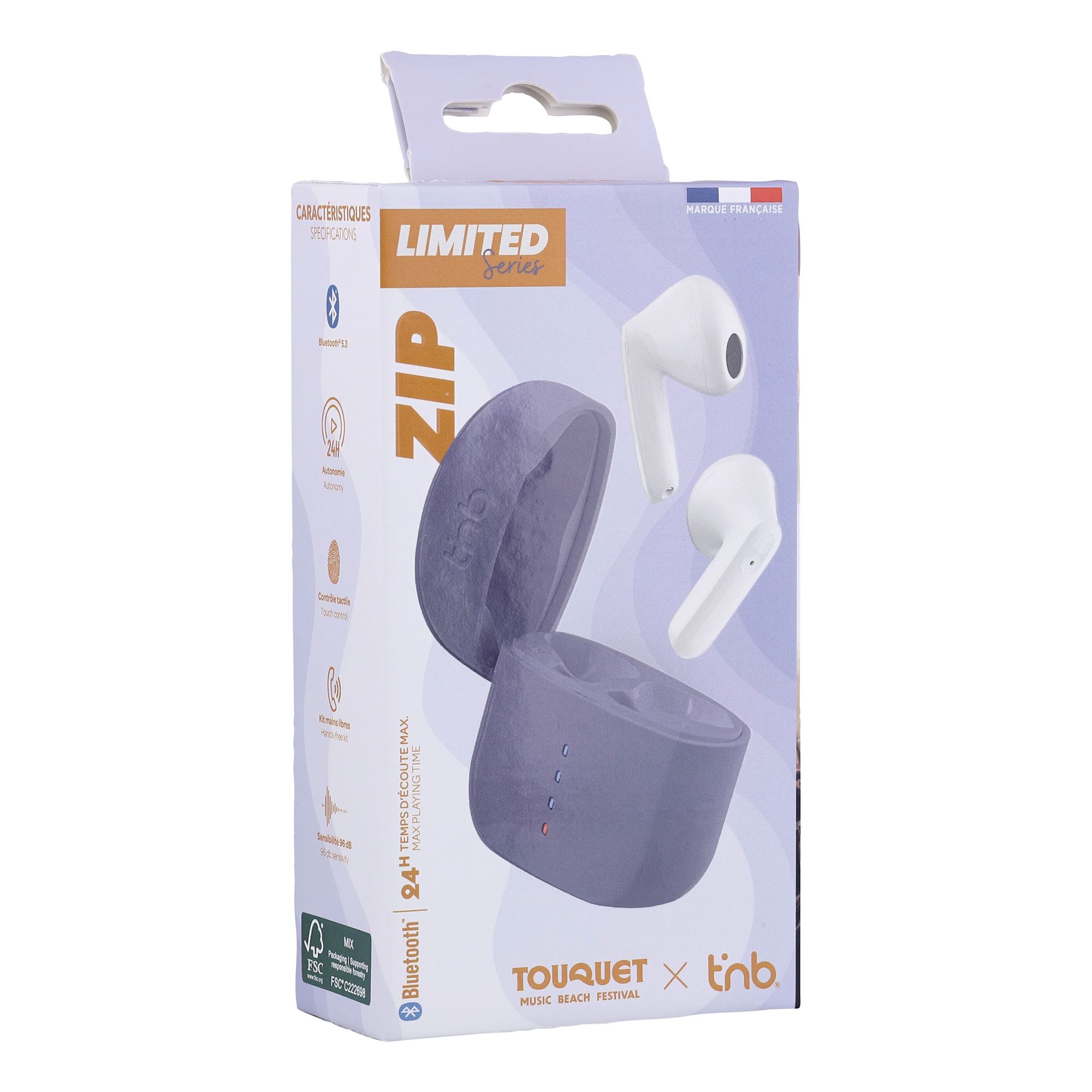 Écouteurs sans fil ZIP semi intra-auriculaires violet3