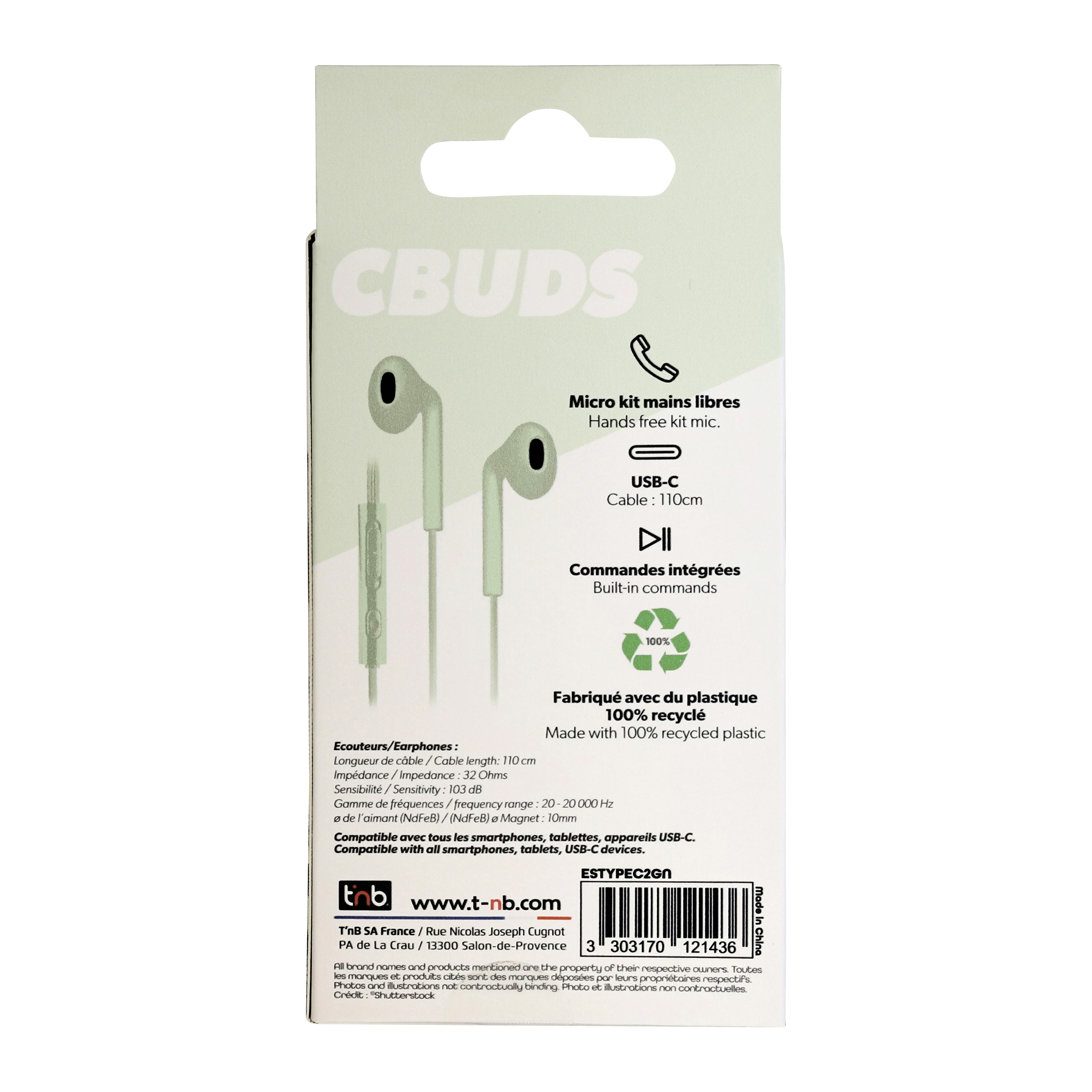 Ecouteurs filaires C-BUDS type-C vert4